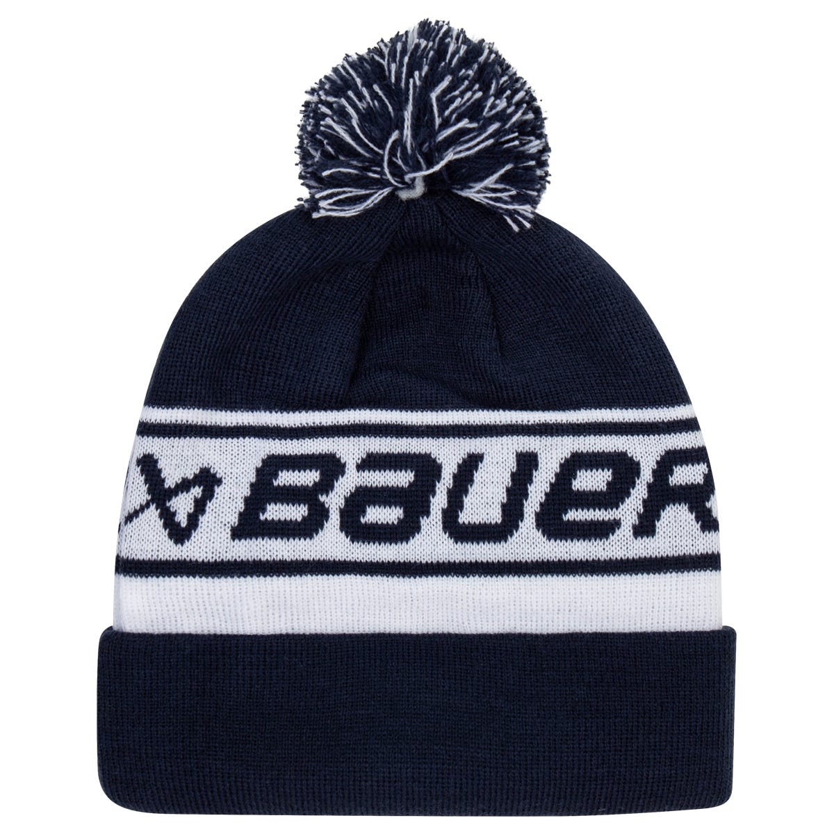 "Bauer Ribbed Pom Adult Beanie | 100% Acrylic in Navy"
