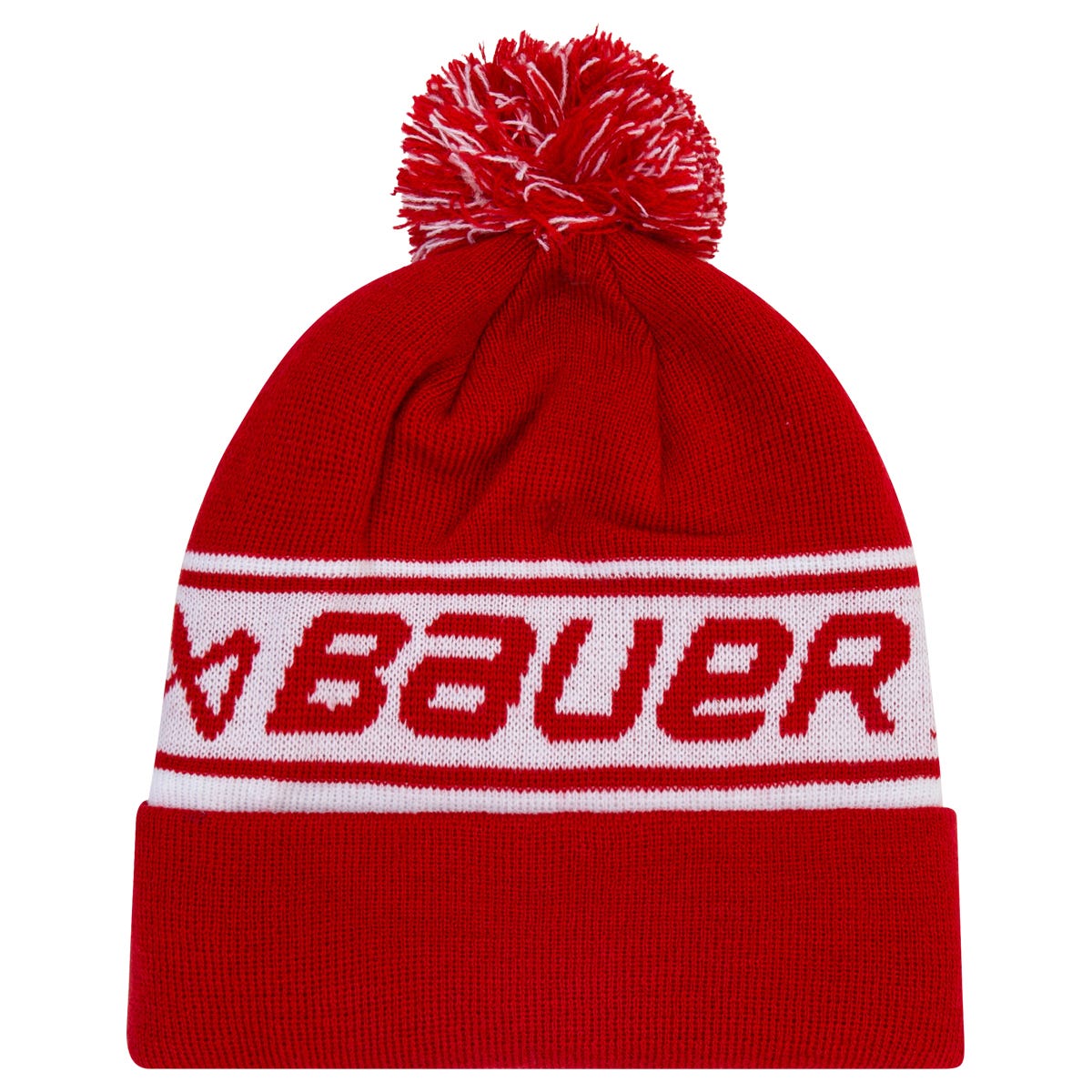 "Bauer Ribbed Pom Adult Beanie | 100% Acrylic in Red"