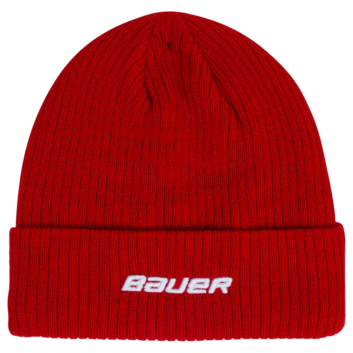 "Bauer Ribbed Toque Adult Beanie | 100% Acrylic in Red"
