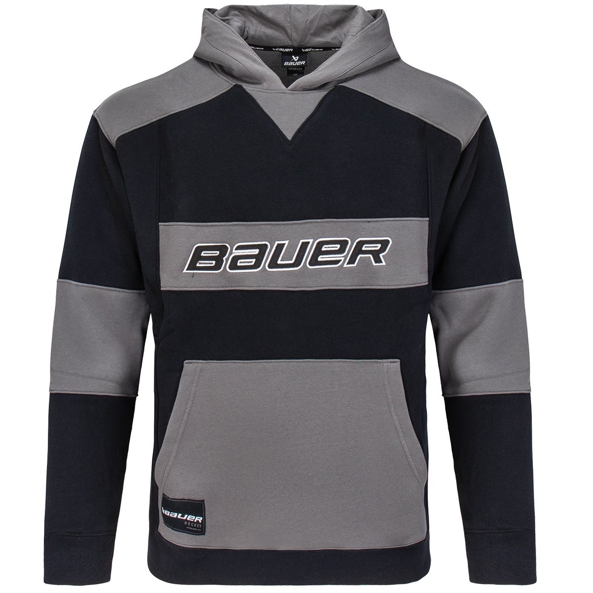"Bauer Gamechanger Adult Pullover Hoodie in Black/Grey Size Medium"