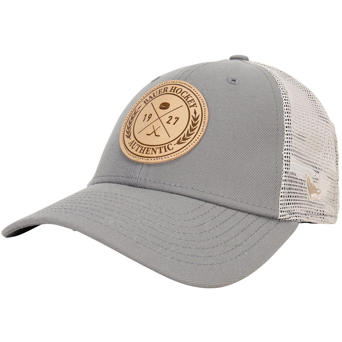 "Bauer Leather Patch Adult Hat | 100% Polyester in Grey"