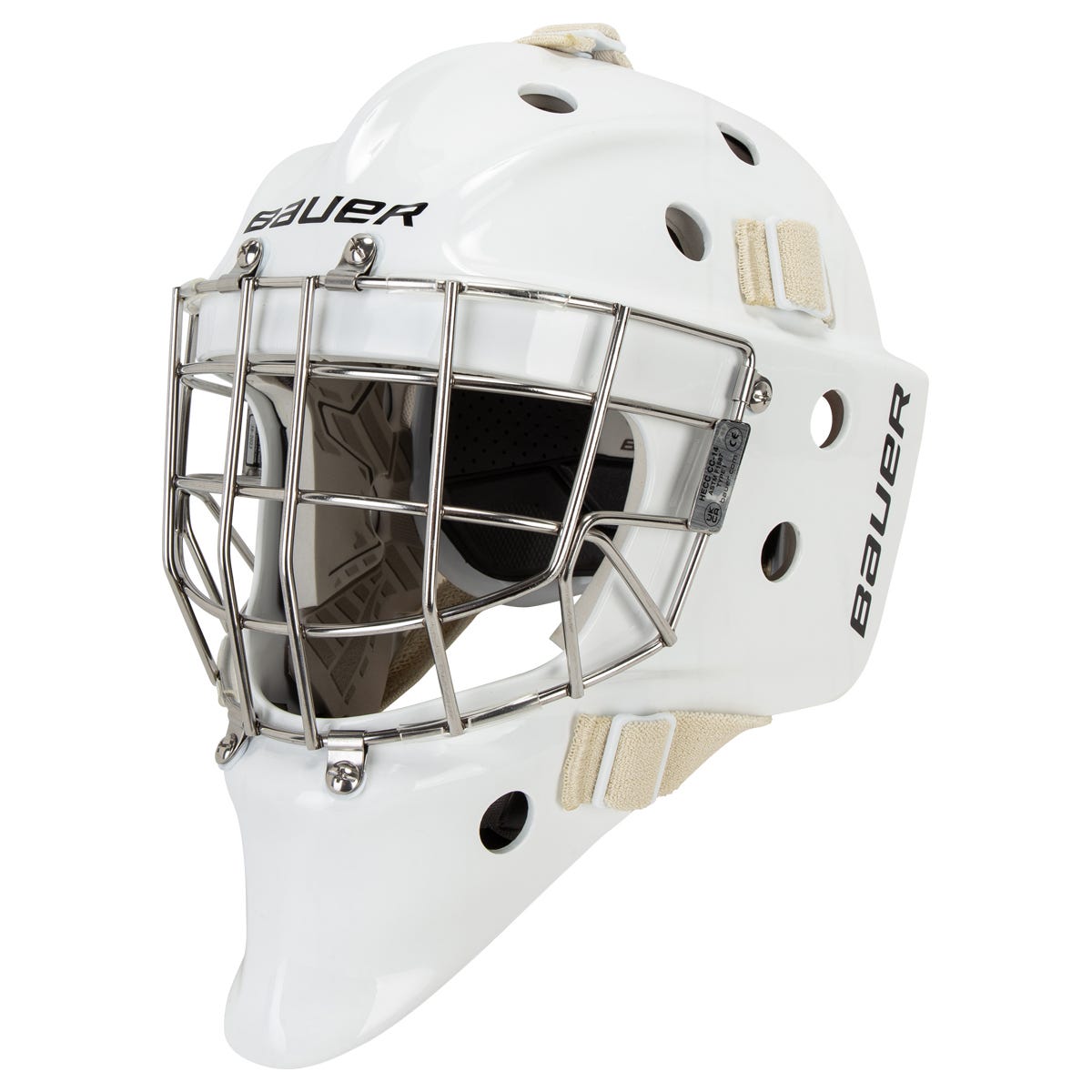 Bauer 960 Senior Certified Straight Bar Goalie Mask - 2024 Model in White Size Medium