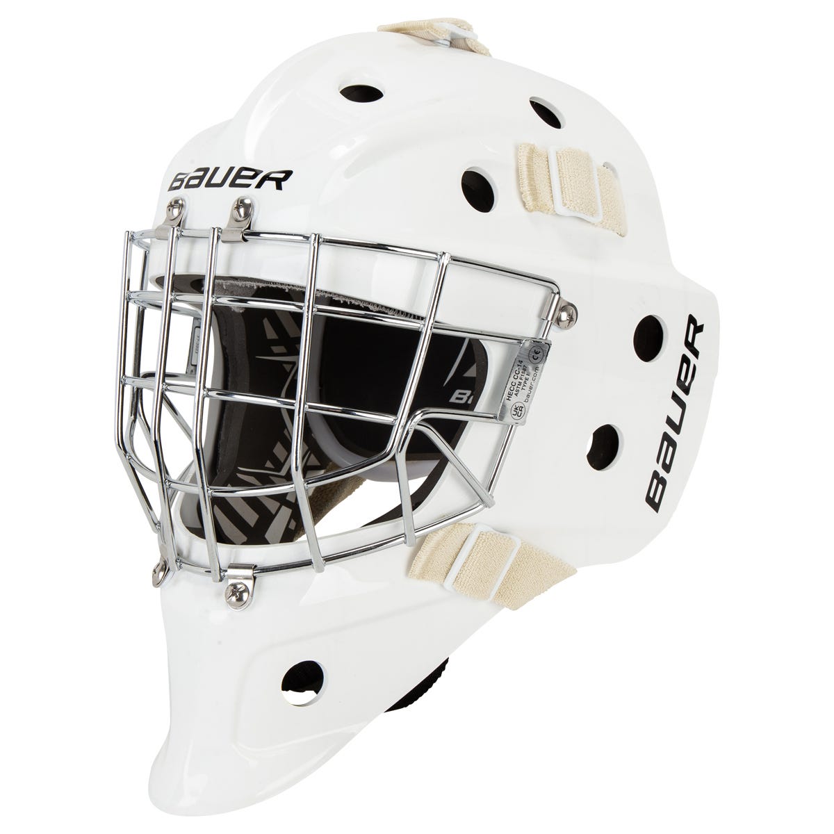 Bauer 930 Senior Certified Straight Bar Goalie Mask - 2024 Model in White Size Small/Medium