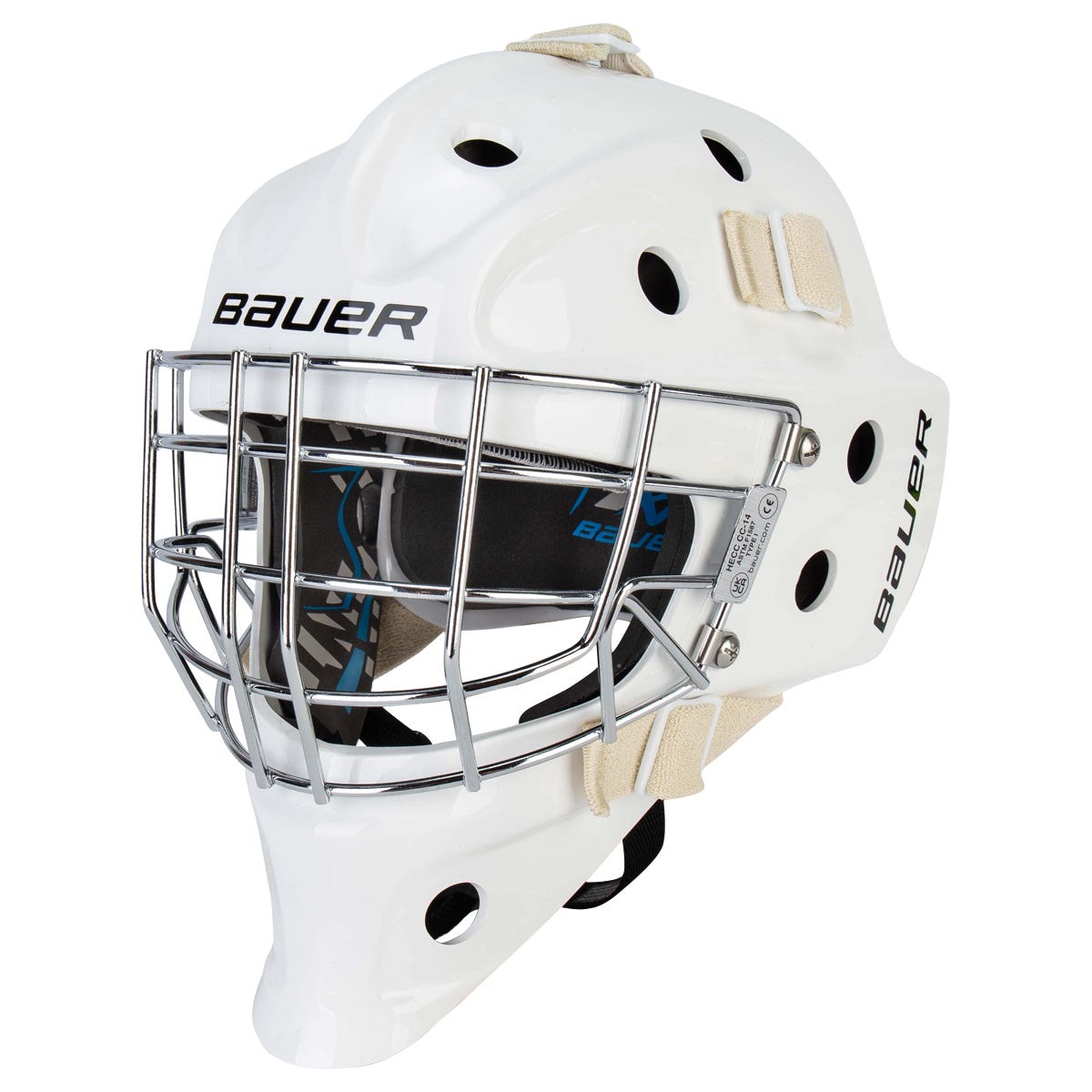 Bauer 930 Junior Certified Straight Bar Goalie Mask - 2024 Model in White