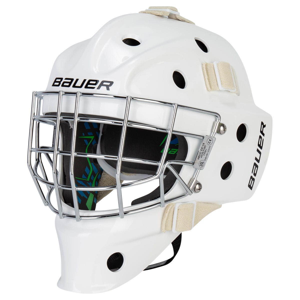 Bauer 930 Youth Certified Straight Bar Goalie Mask - 2024 Model in White