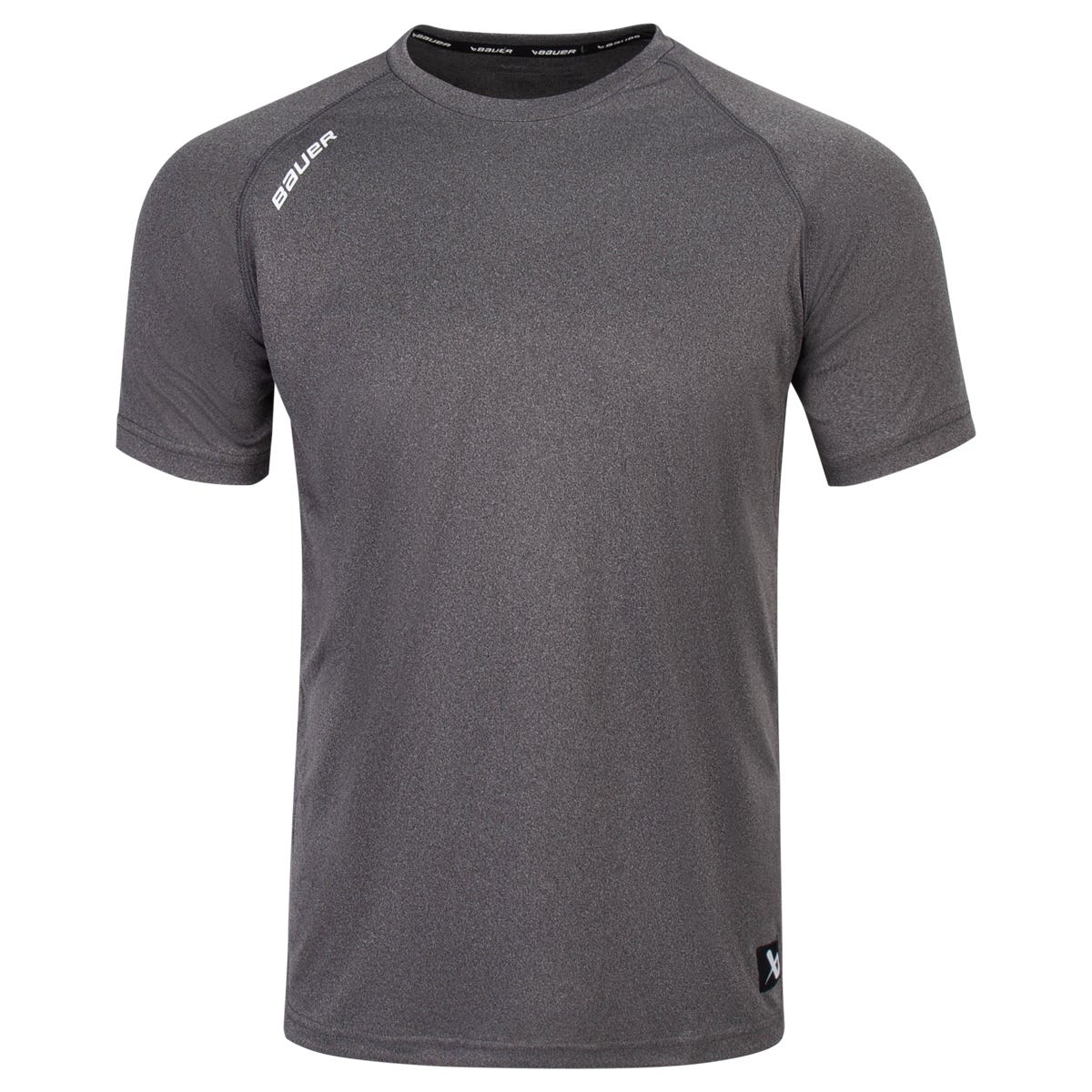 "Bauer Tech Adult Short Sleeve T-Shirt | 100% Polyester in Grey Size Small"