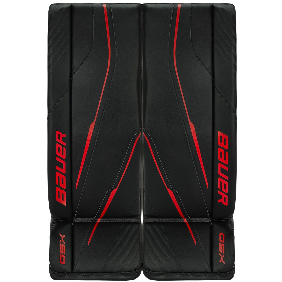 Bauer GSX Junior Goalie Leg Pads - 2023 Model in Black/Red Size Small