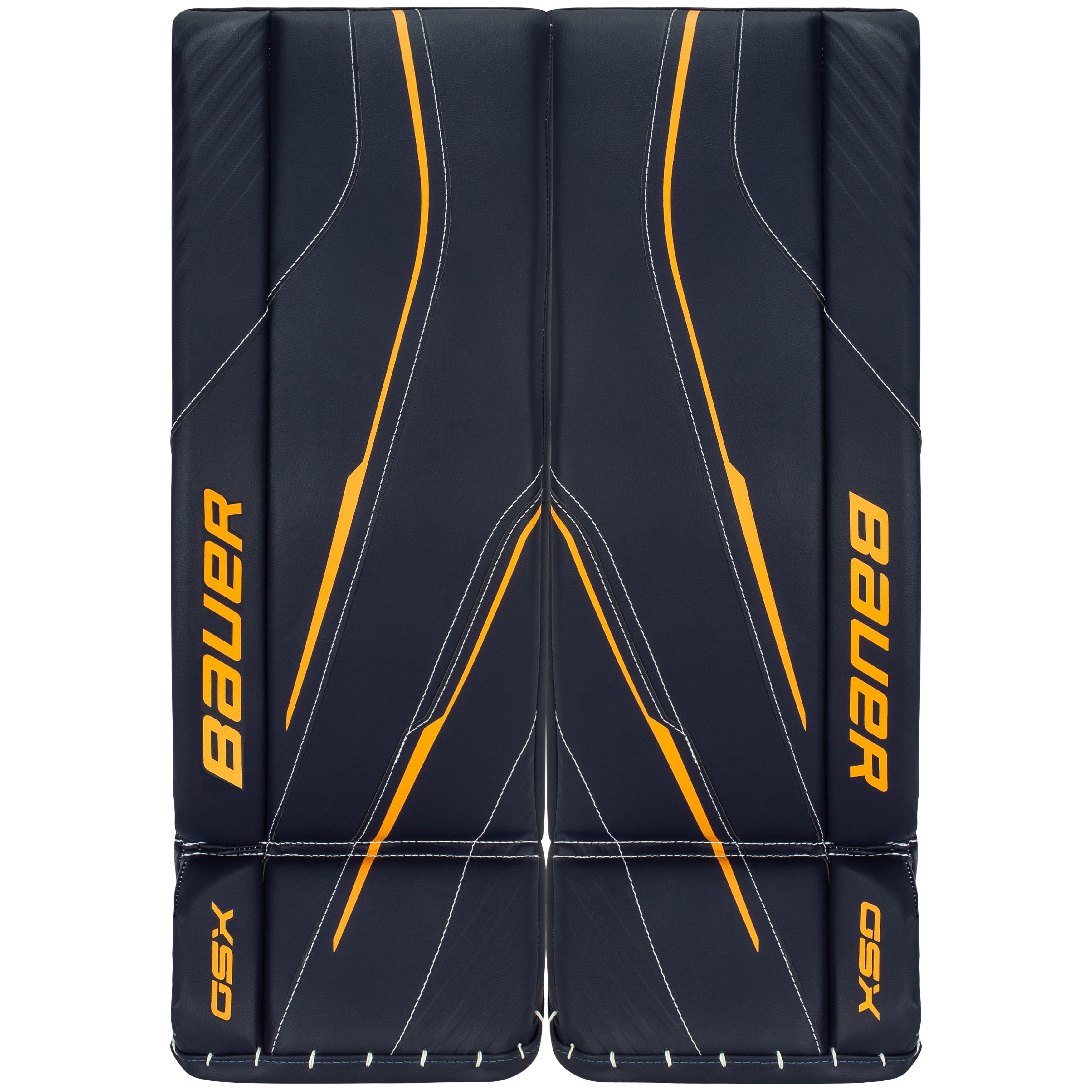 Bauer GSX Junior Goalie Leg Pads - 2023 Model in Navy/Sport Gold Size Large