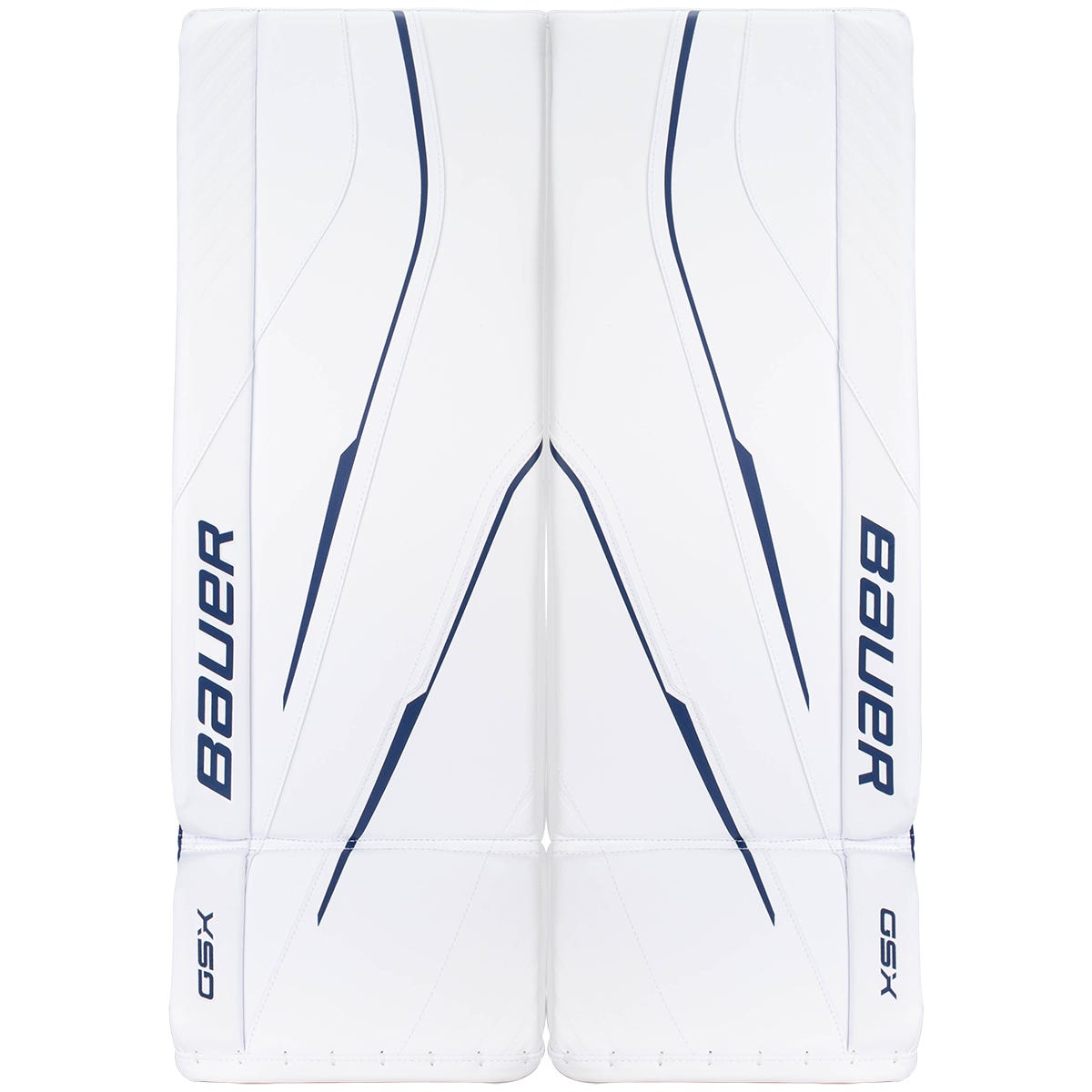 Bauer GSX Intermediate Goalie Leg Pads - 2023 Model in White/Blue Size Large