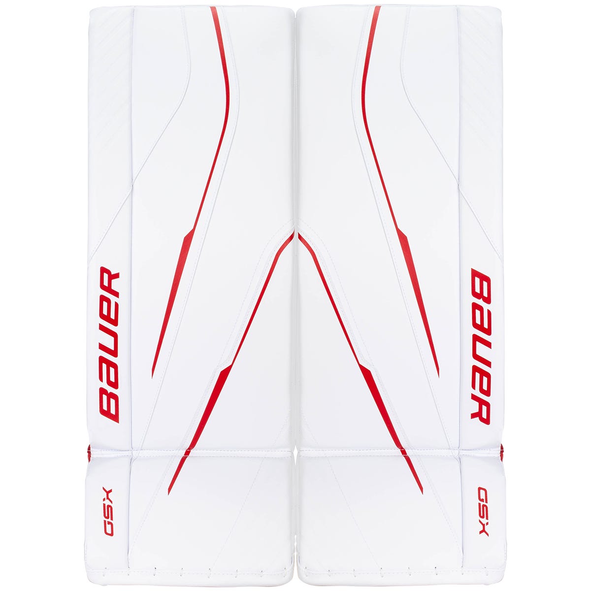 Bauer GSX Intermediate Goalie Leg Pads - 2023 Model in White/Red Size Large