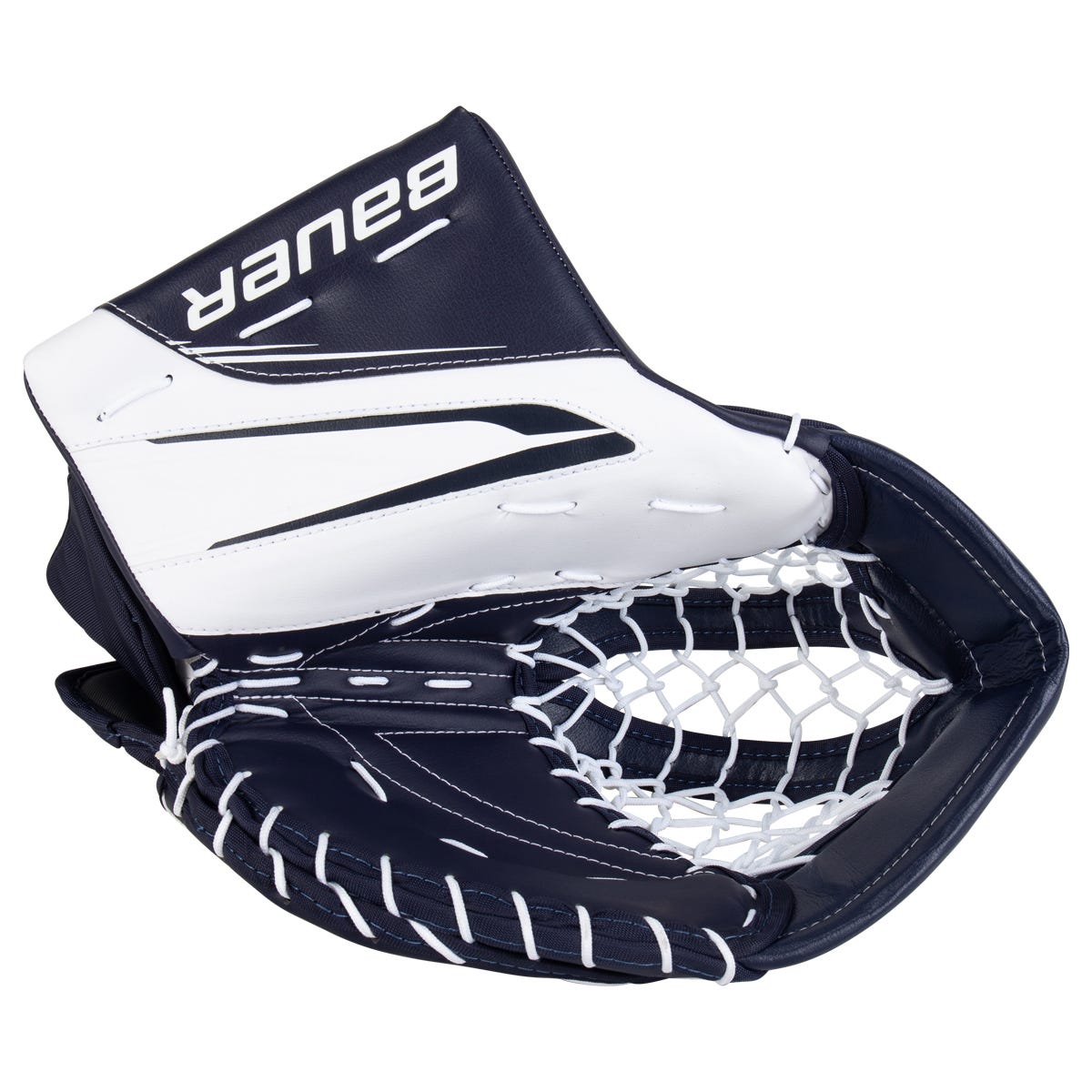 Bauer Supreme MVPro Senior Goalie Glove in White/Navy