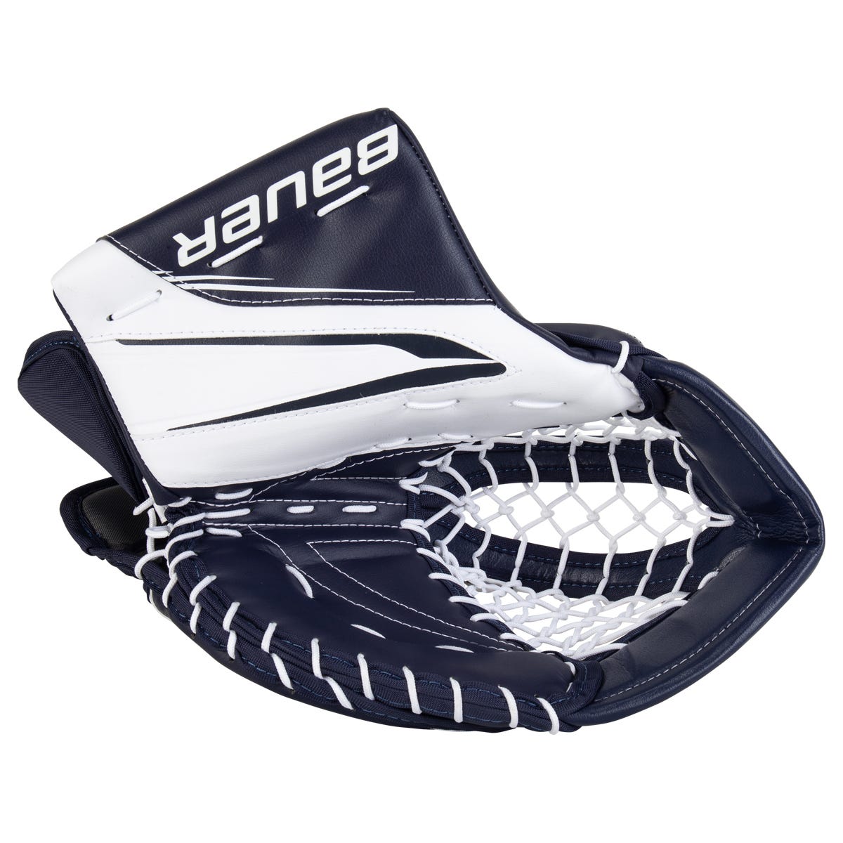 Bauer Supreme MVPro Intermediate Goalie Glove in White/Navy