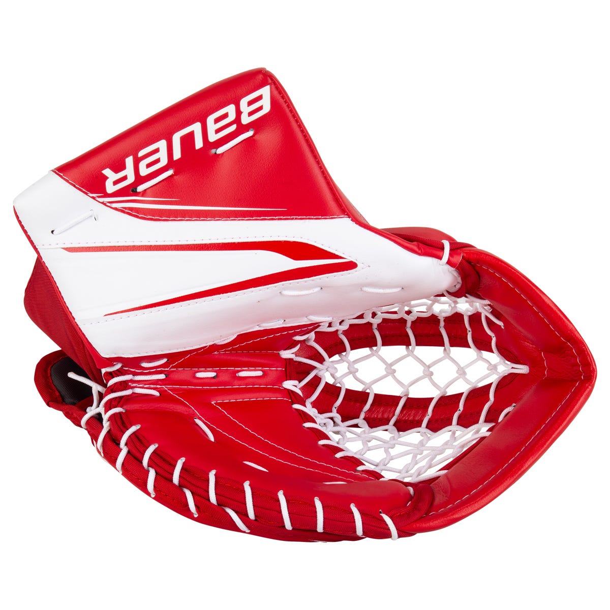 Bauer Supreme MVPro Intermediate Goalie Glove in White/Red