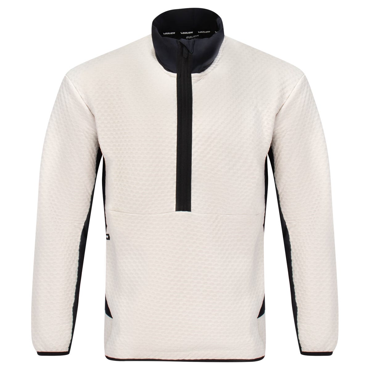Bauer FLC Textured Fleece Senior Half Zip Pullover Sweatshirt | 100% Polyester in Beige Size X-Large