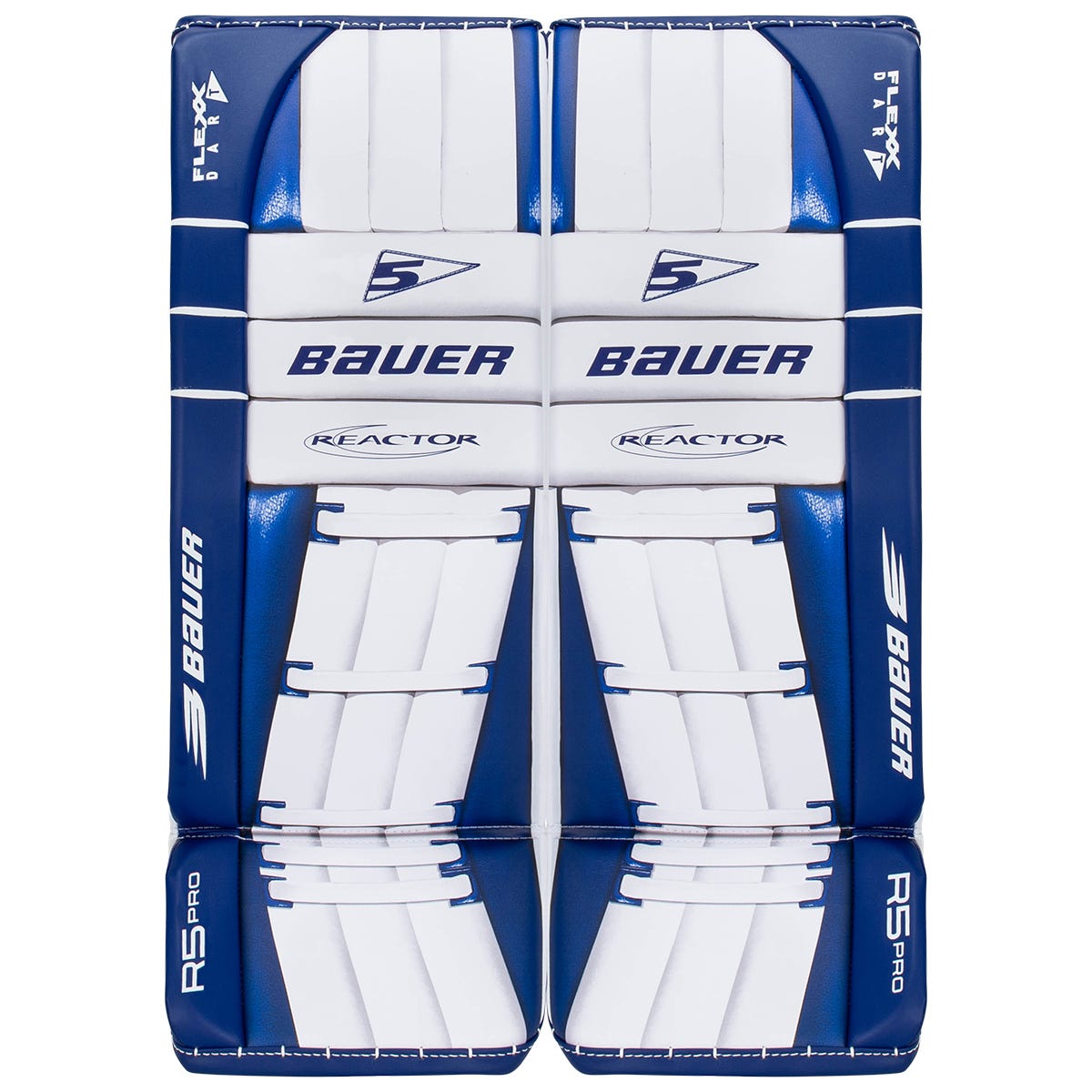 Bauer Reactor R5 Pro Senior Goalie Leg Pads in White/Blue Size Large