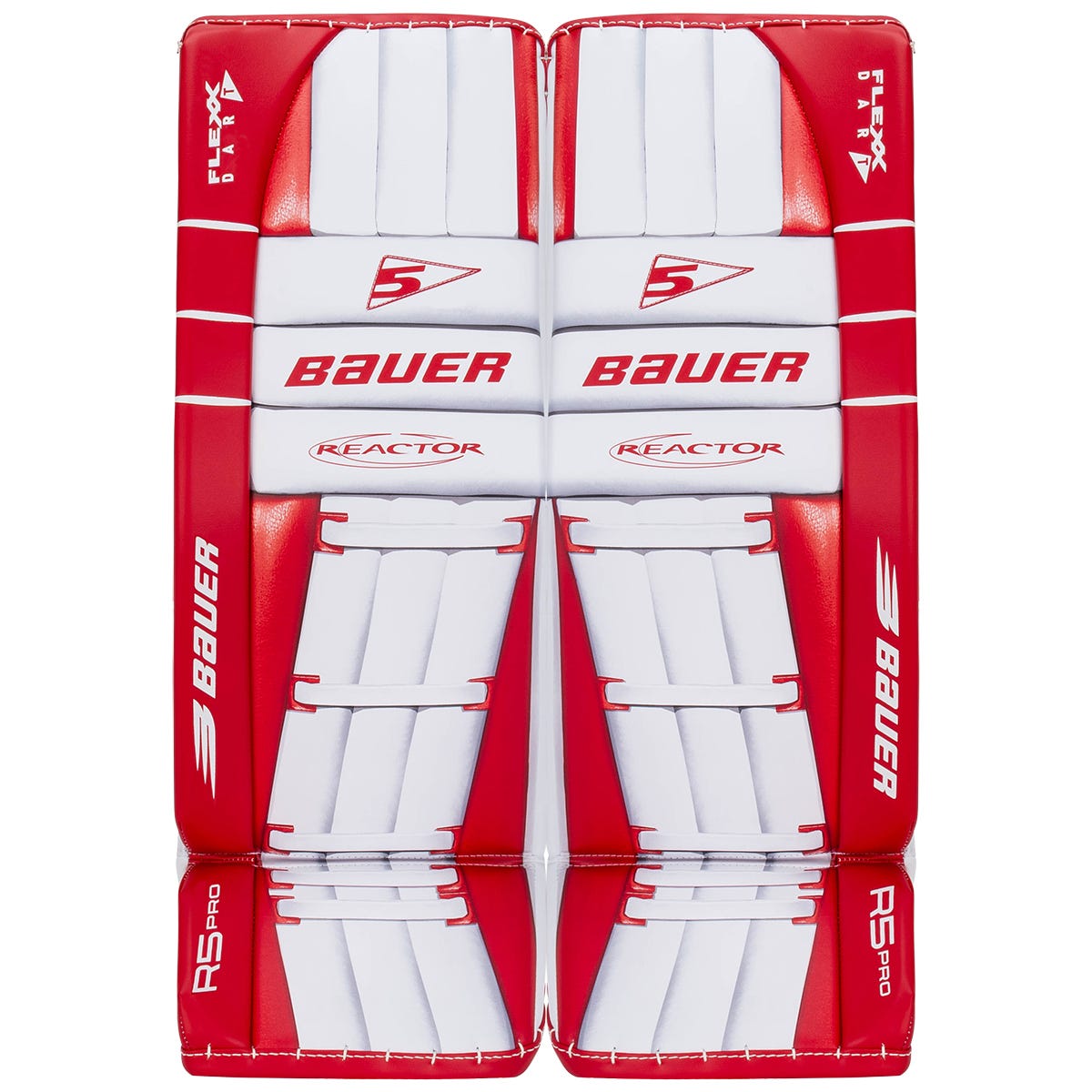 Bauer Reactor R5 Pro Senior Goalie Leg Pads in White/Red Size Large
