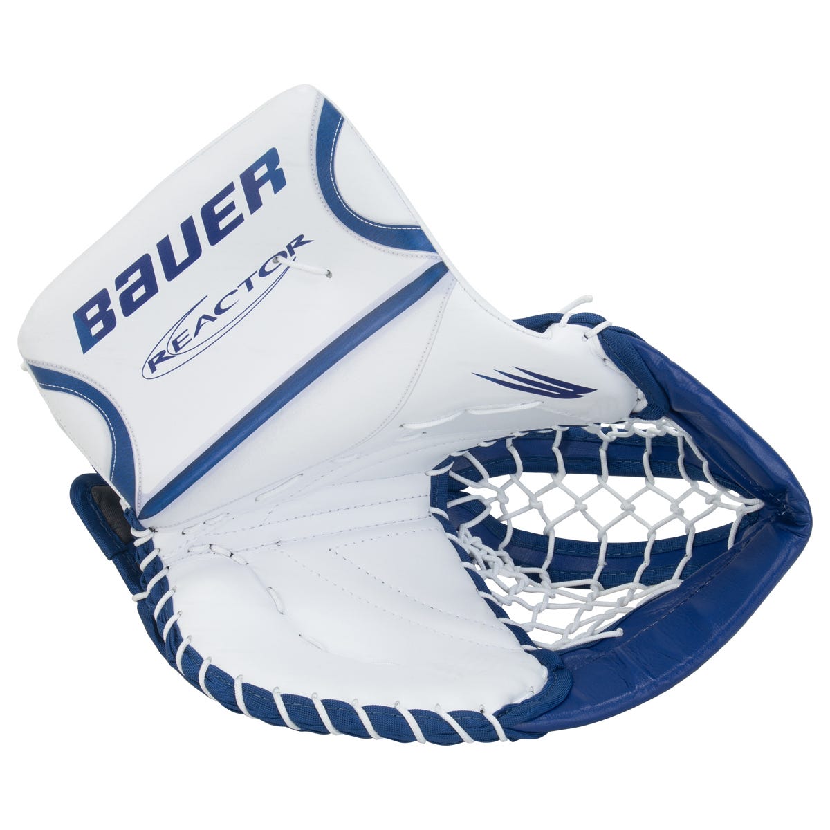 Bauer Reactor R5 Pro Senior Goalie Glove in White/Blue