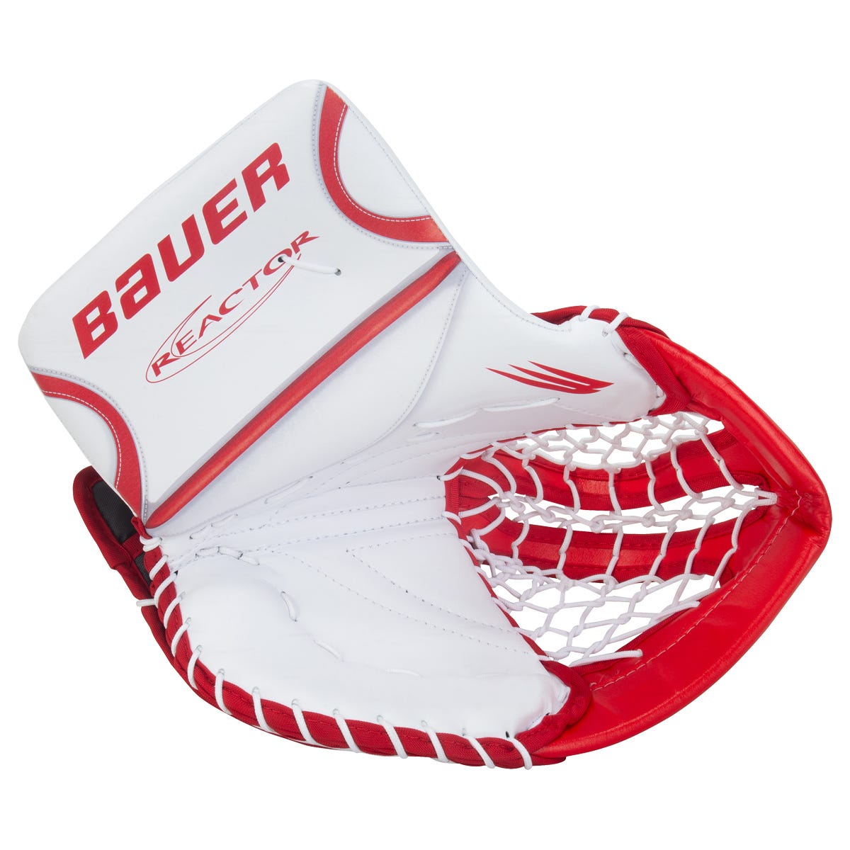 Bauer Reactor R5 Pro Senior Goalie Glove in White/Red