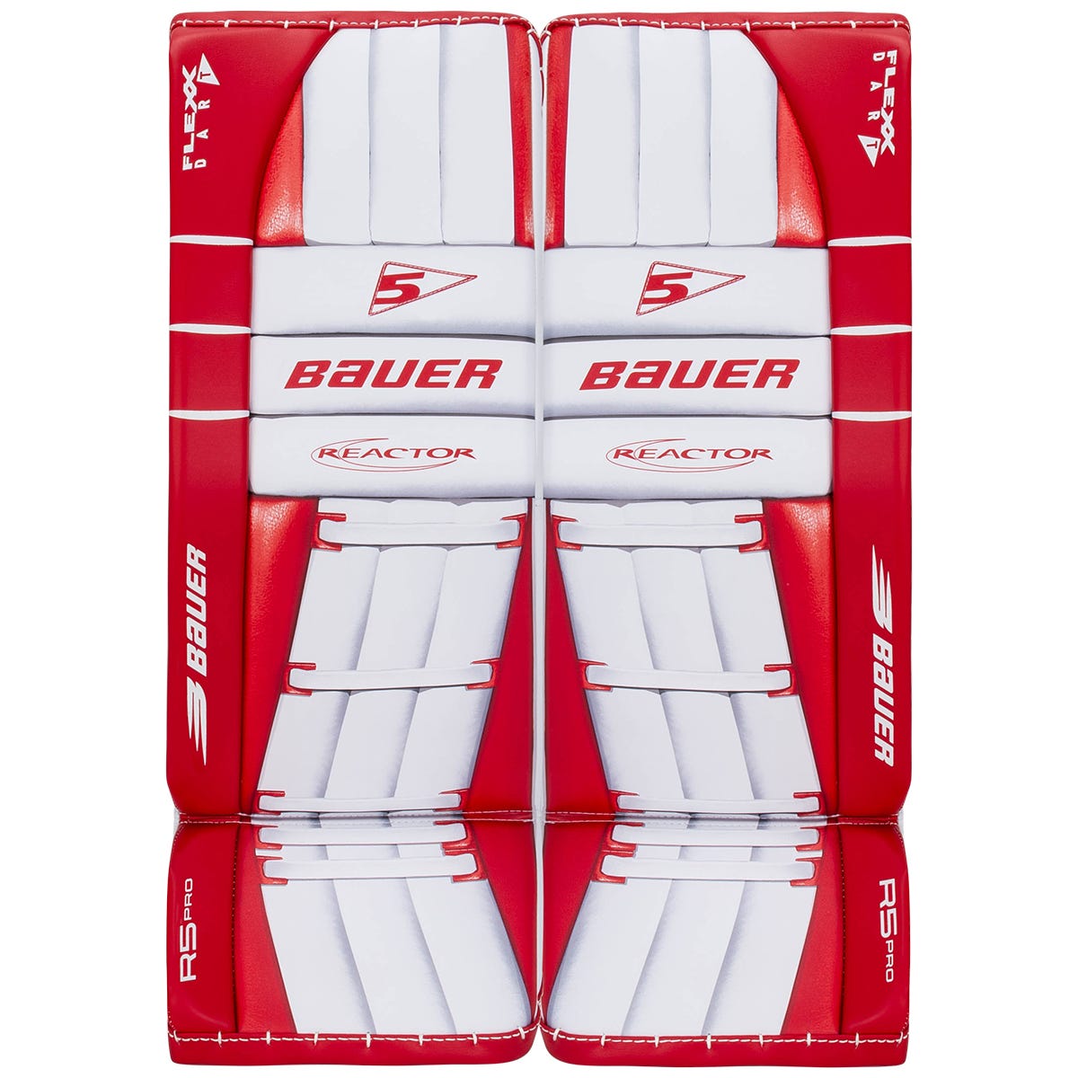 Bauer Reactor R5 Pro Intermediate Goalie Leg Pads in White/Red Size Large