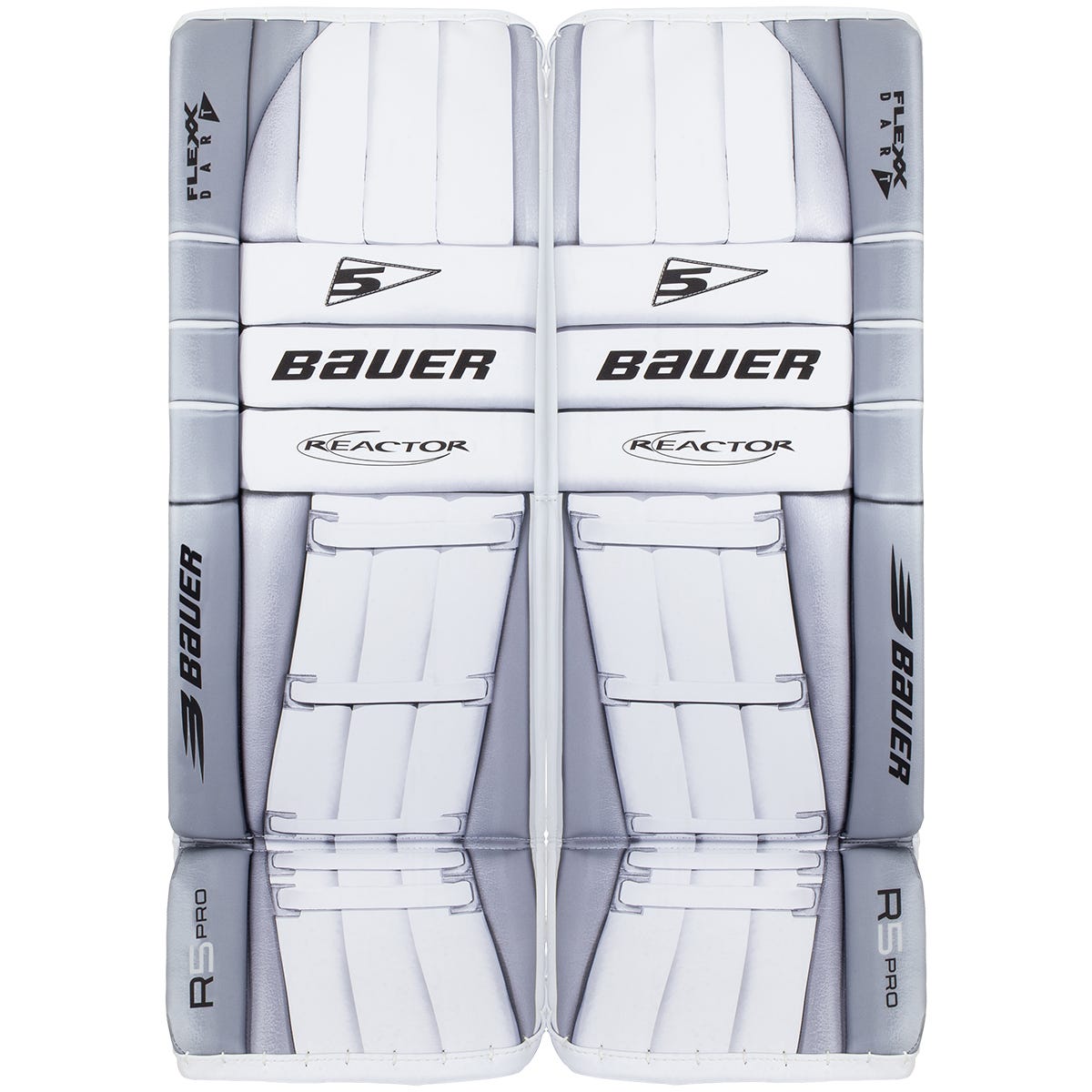 Bauer Reactor R5 Pro Senior Goalie Leg Pads in White/Silver Size Large