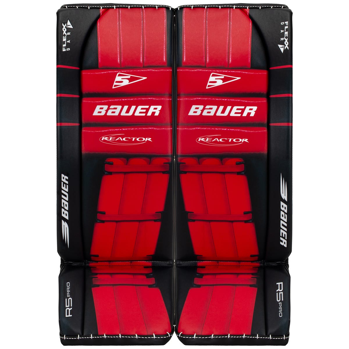 Bauer Reactor R5 Pro Intermediate Goalie Leg Pads in Black/Red Size Large