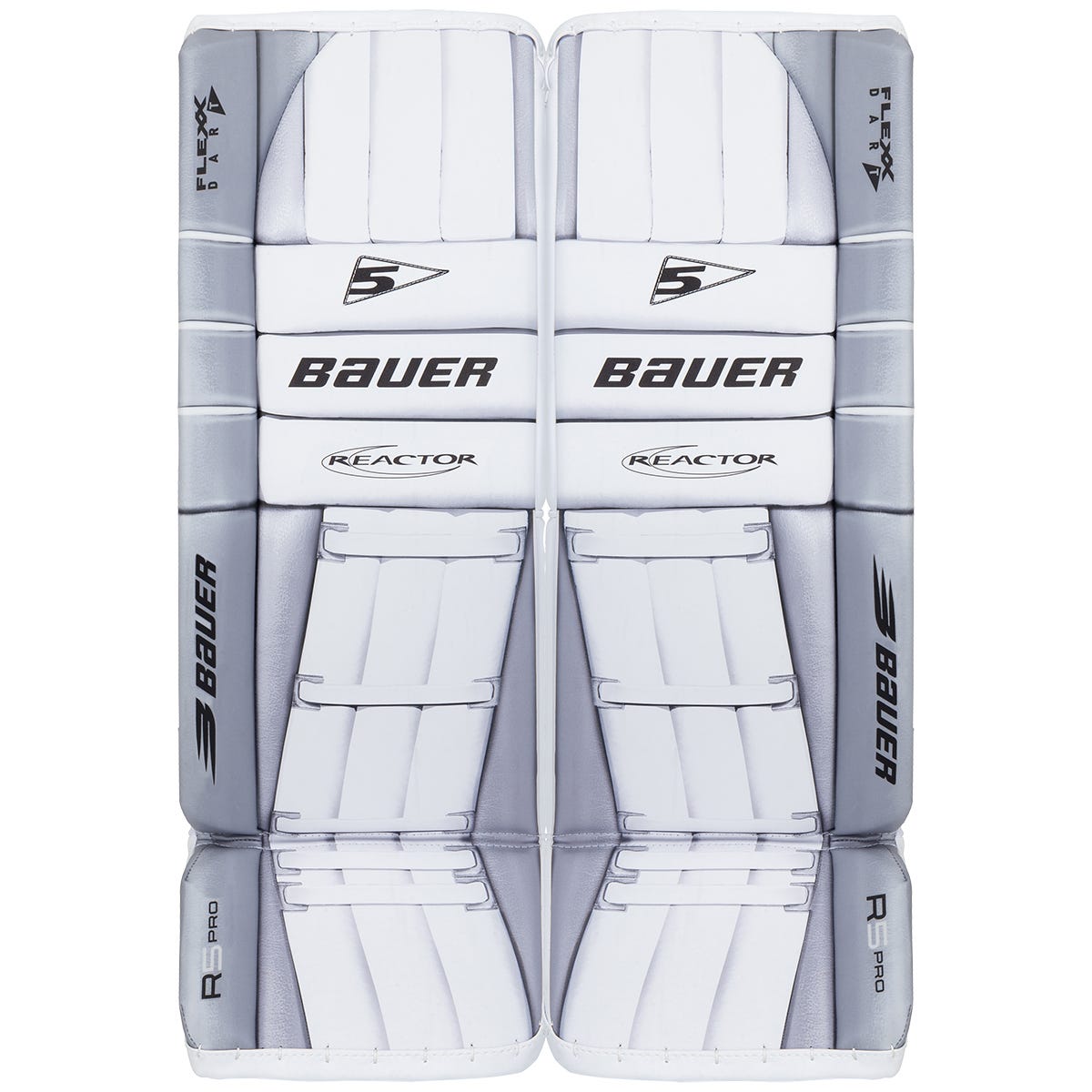 Bauer Reactor R5 Pro Intermediate Goalie Leg Pads in White/Silver Size Large