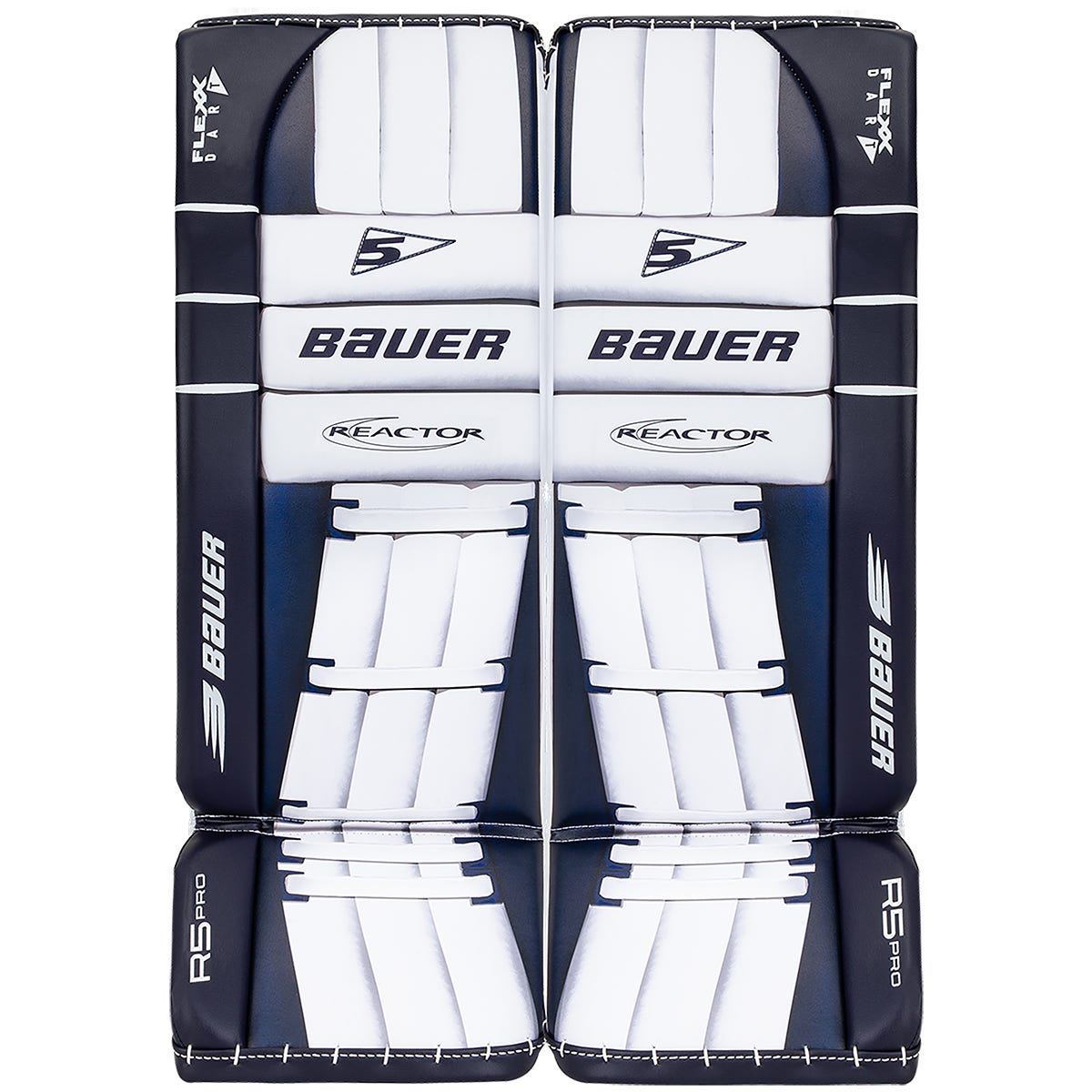 Bauer Reactor R5 Pro Intermediate Goalie Leg Pads in White/Navy Size Large