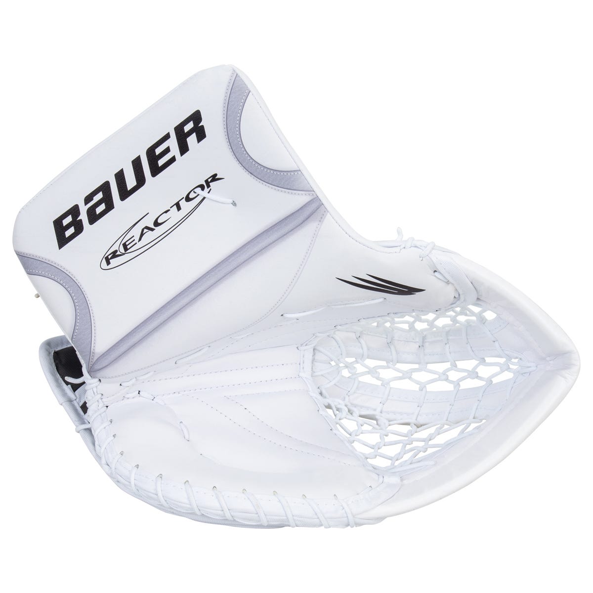 Bauer Reactor R5 Pro Senior Goalie Glove in White/Silver