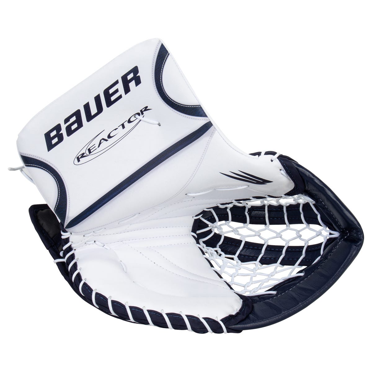 Bauer Reactor R5 Pro Senior Goalie Glove in White/Navy