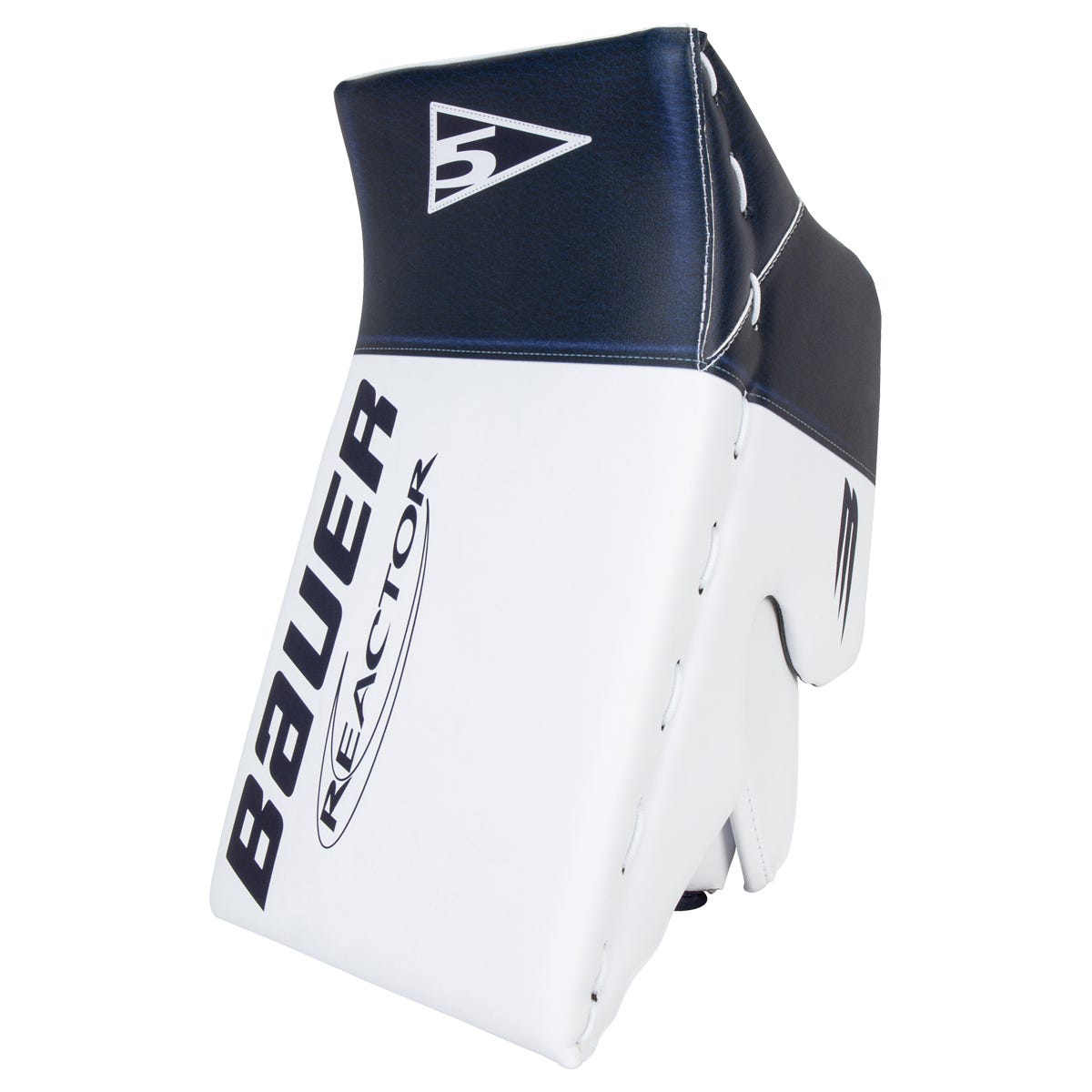 Bauer Reactor R5 Pro Senior Goalie Blocker in White/Navy