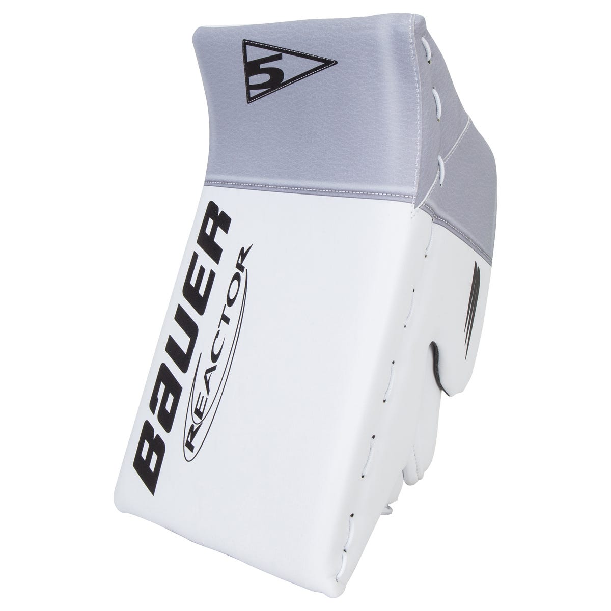 Bauer Reactor R5 Pro Intermediate Goalie Blocker in White/Silver