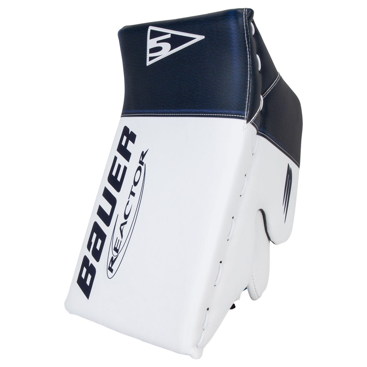 Bauer Reactor R5 Pro Intermediate Goalie Blocker in White/Navy
