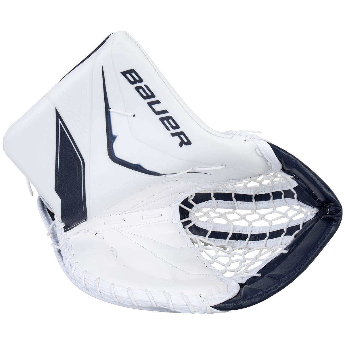 Bauer Vapor FlyLite Senior Goalie Glove in White/Navy