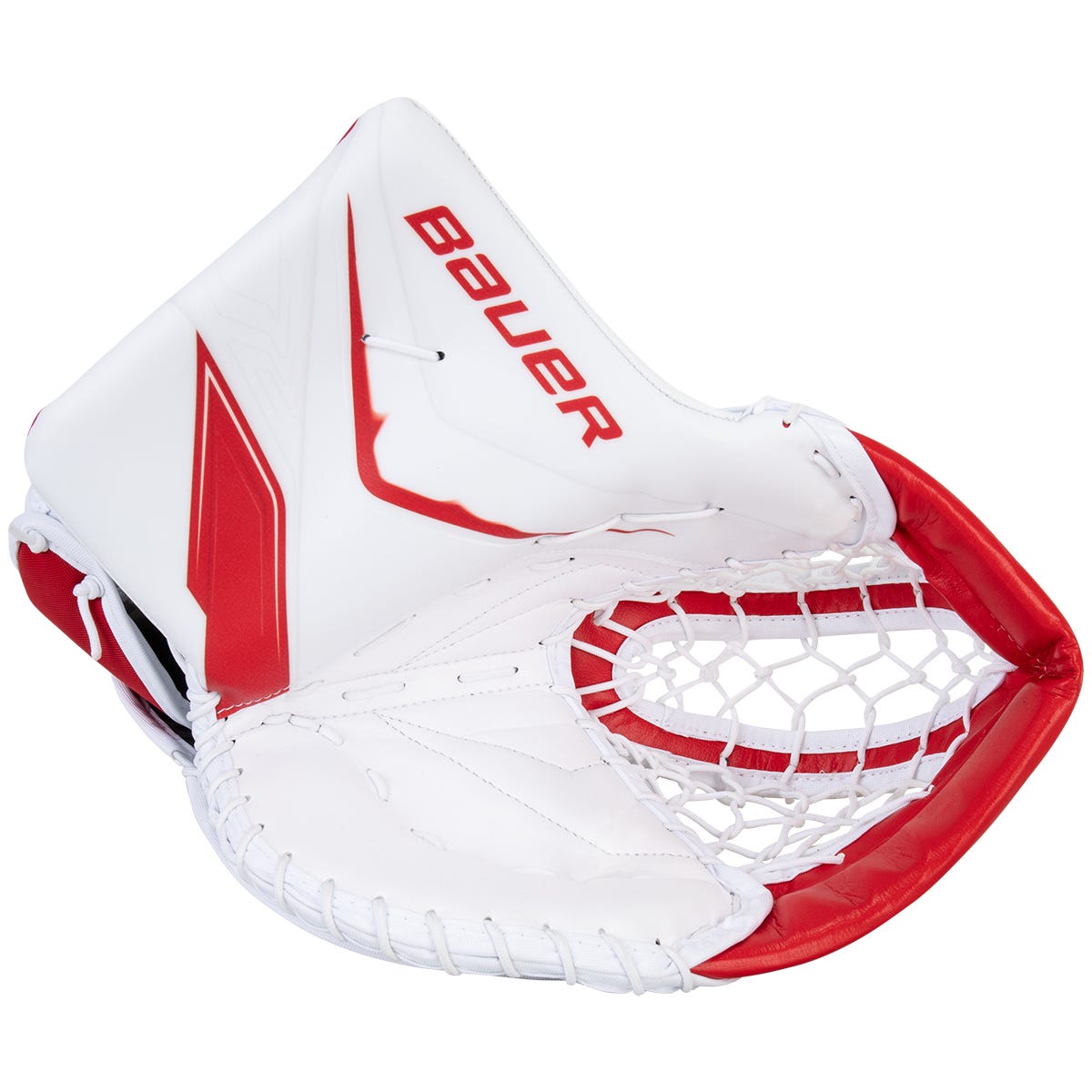 Bauer Vapor FlyLite Senior Goalie Glove in White/Red