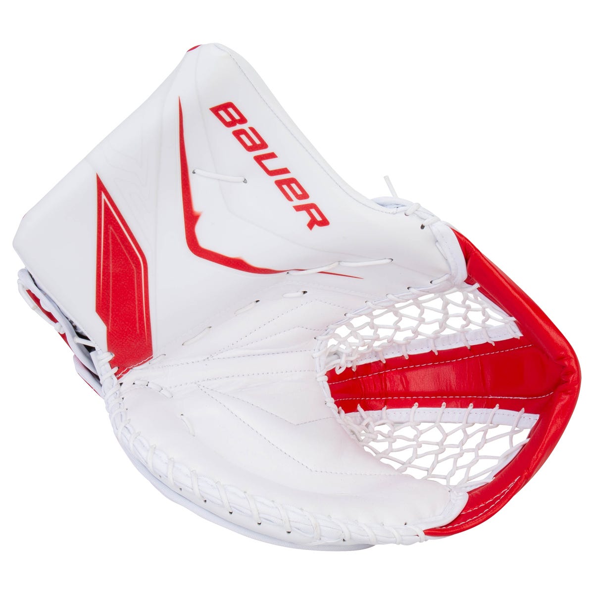 Bauer Vapor FlyLite V90 Senior Goalie Glove in White/Red