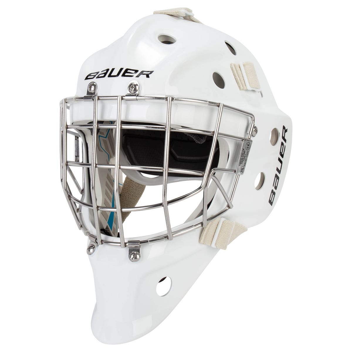 Bauer 940 Certified Straight Bar Senior Goalie Mask (2025) in White Size Medium