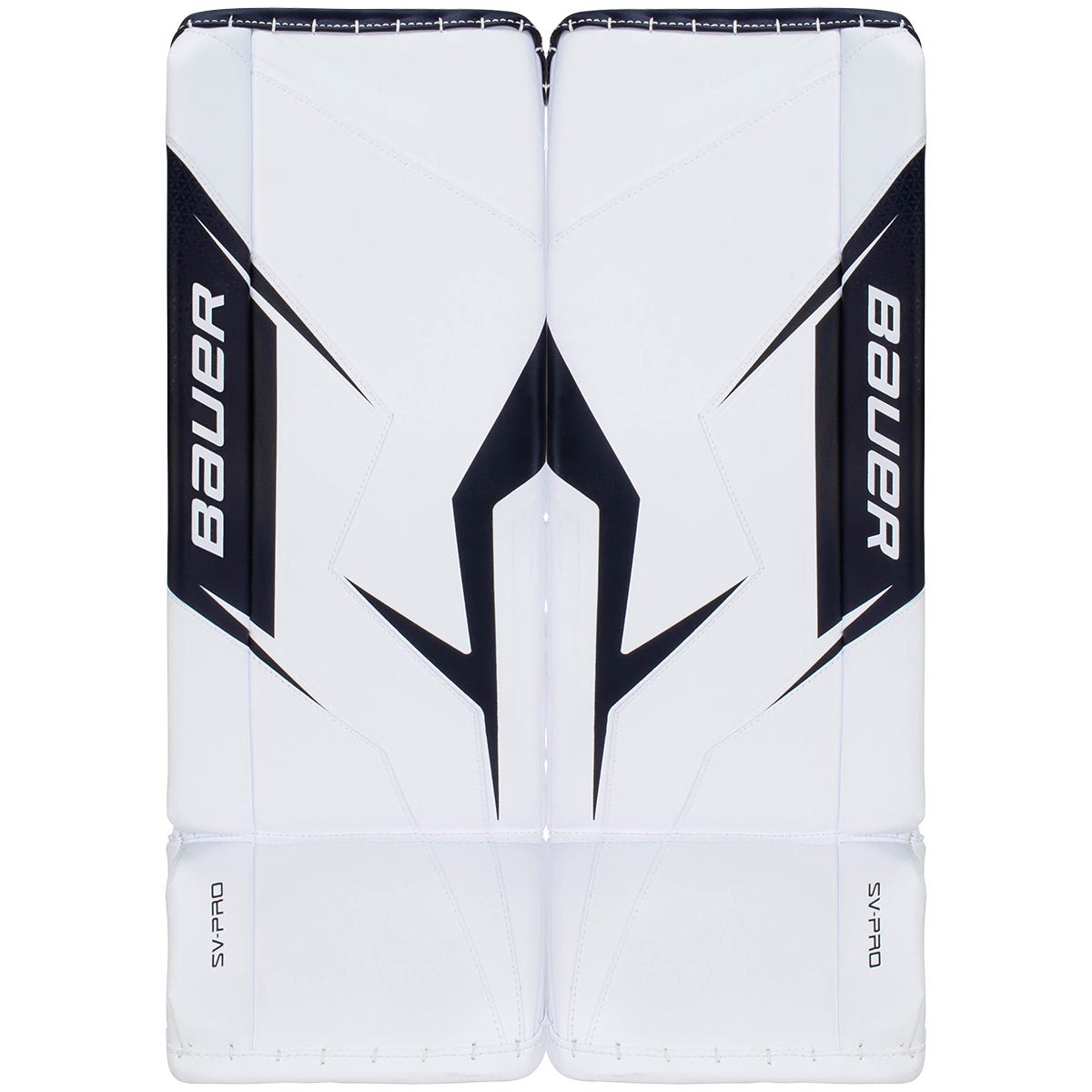 Bauer SV-Pro Intermediate Goalie Leg Pads in White/Navy Size Small