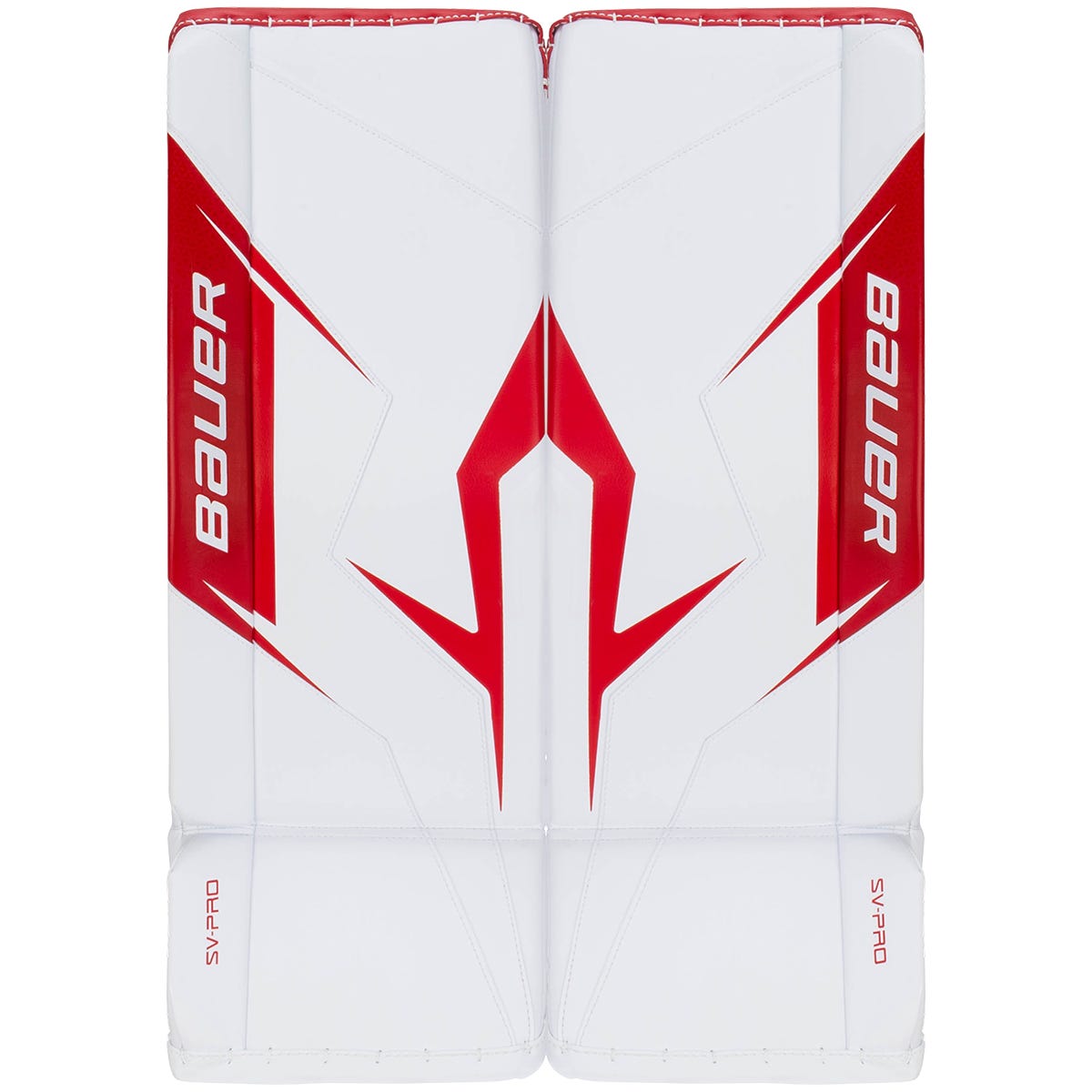Bauer SV-Pro Intermediate Goalie Leg Pads in White/Red Size Large
