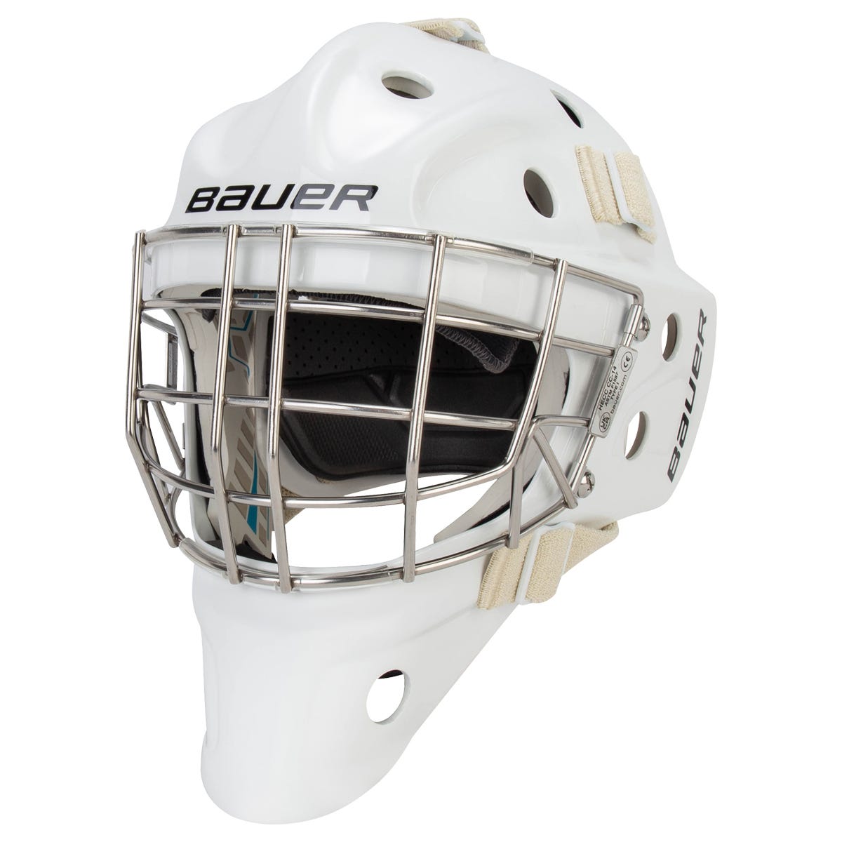 Bauer 940 Certified Straight Bar Junior Goalie Mask (2025) in White