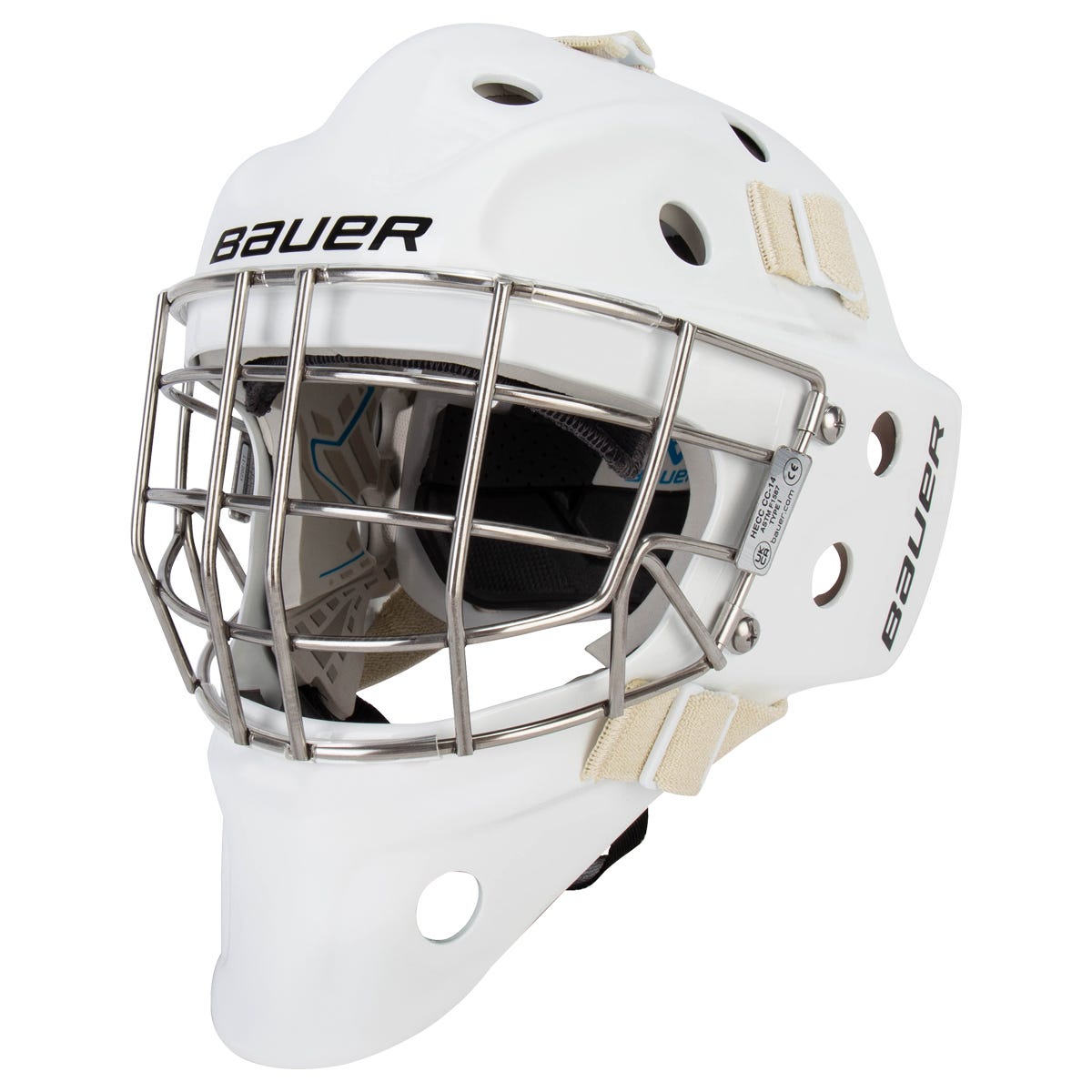 Bauer 950 Certified Straight Bar Junior Goalie Mask (2025) in White
