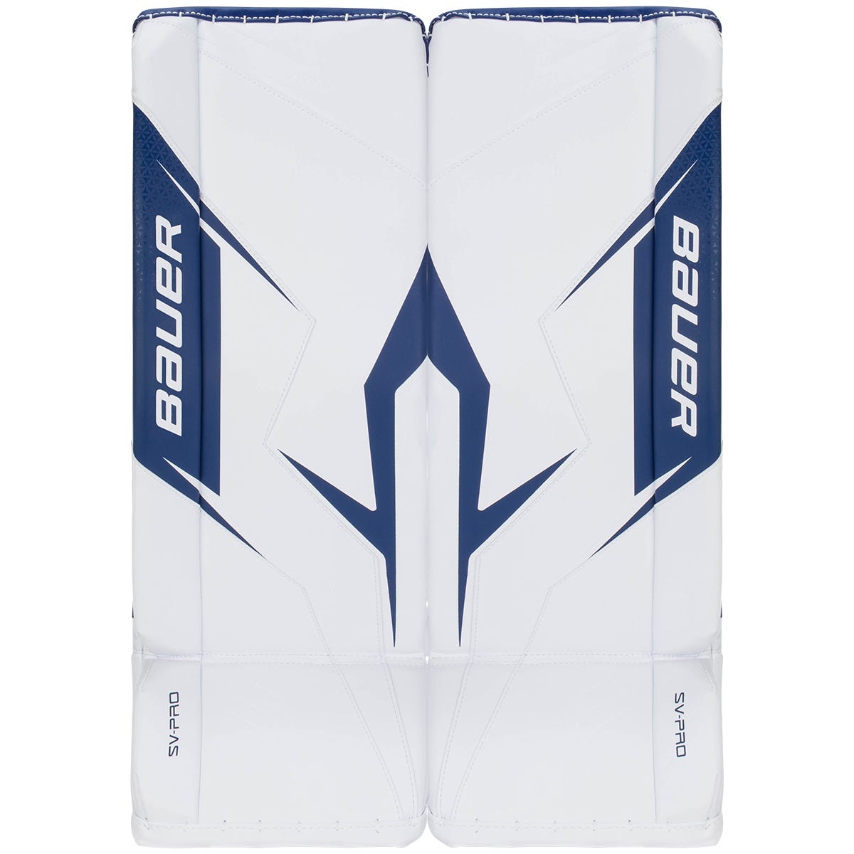 Bauer SV-Pro Intermediate Goalie Leg Pads in White/Blue Size Small