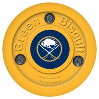 Green Biscuit Buffalo Sabres Training Puck in Yellow