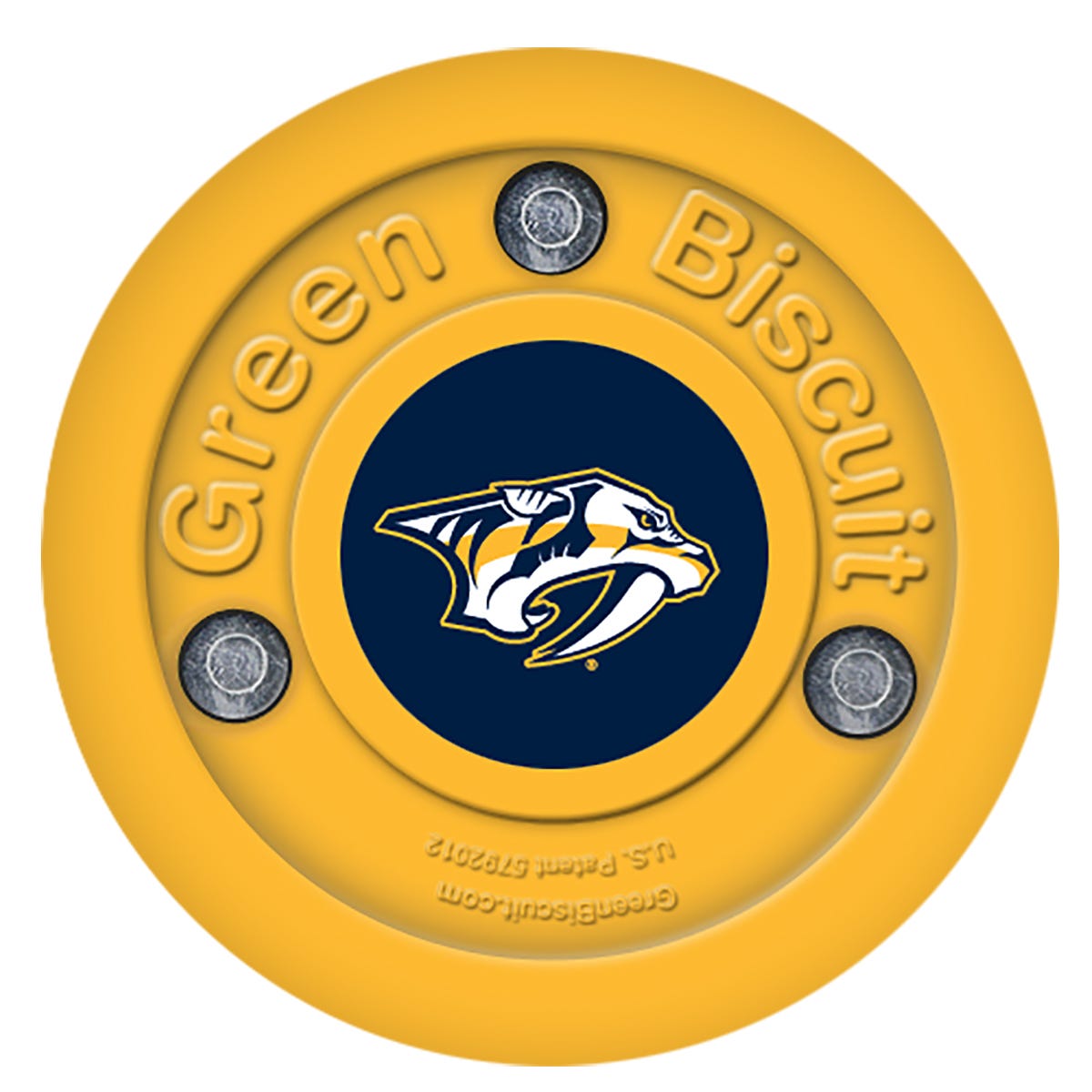 Green Biscuit Nashville Predators Training Puck in Yellow