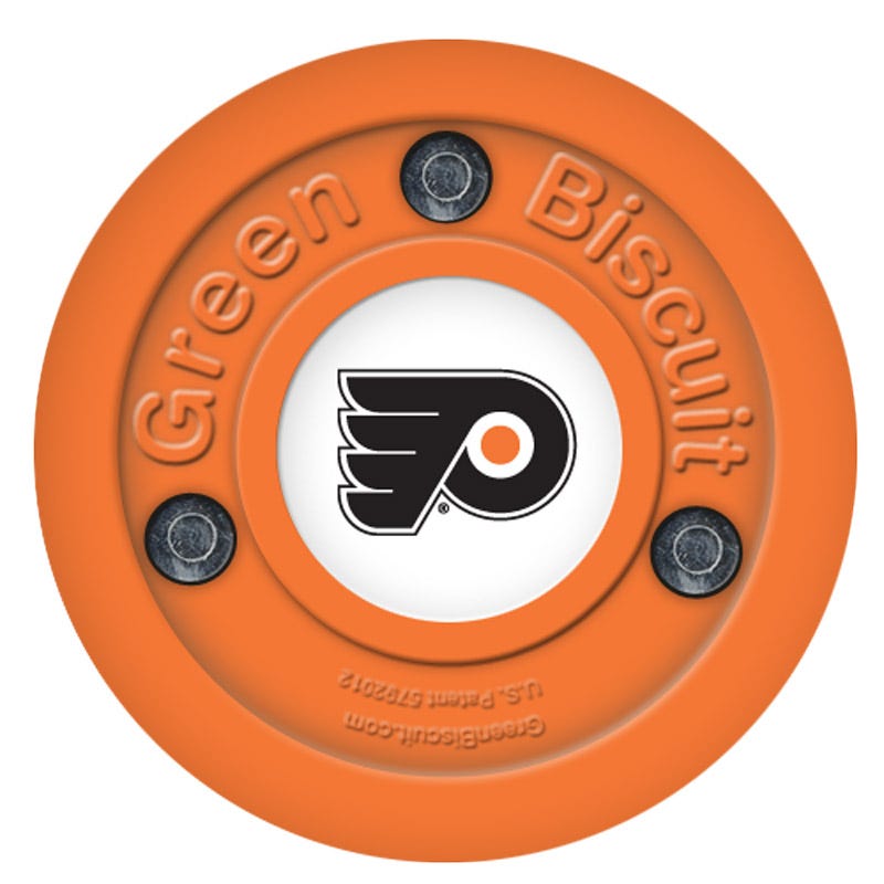 Green Biscuit Philadelphia Flyers Training Puck in Orange