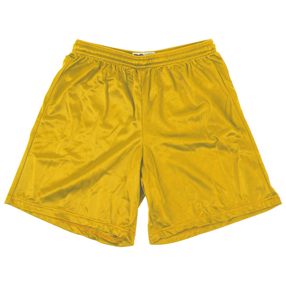 "Alleson 580PY Youth Nylon Mesh Shorts | 100% nylon in Light Gold Size Large"