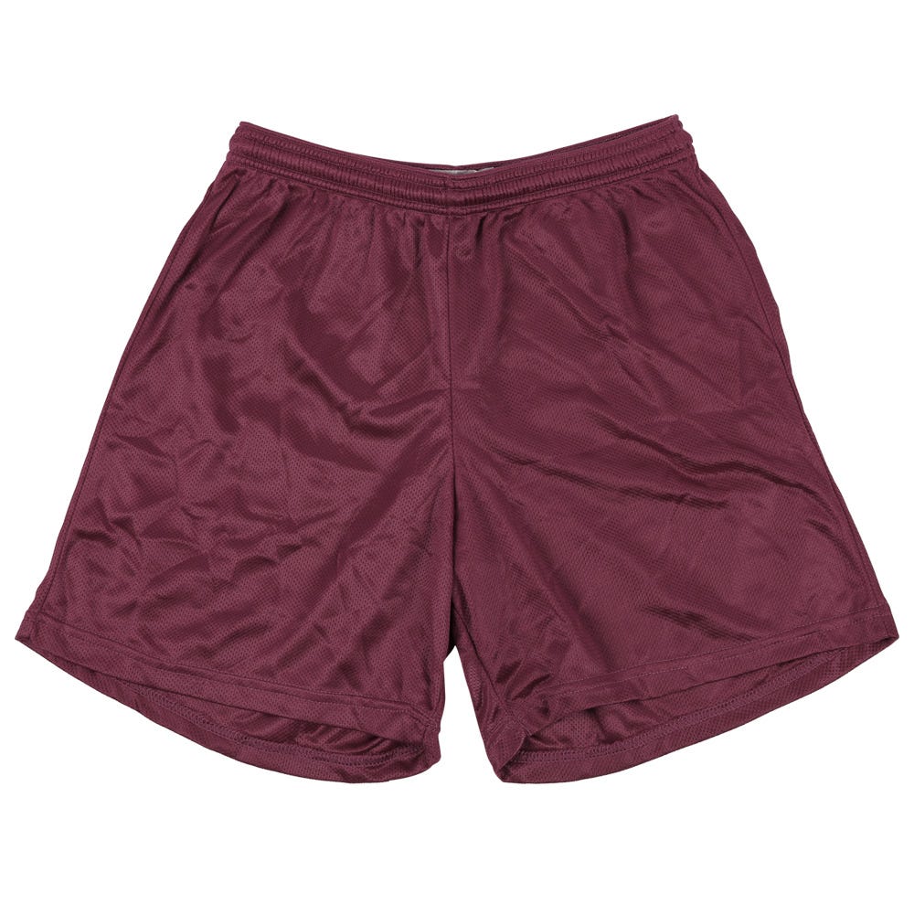"Alleson 580PY Youth Nylon Mesh Shorts | 100% nylon in Maroon Size Small"