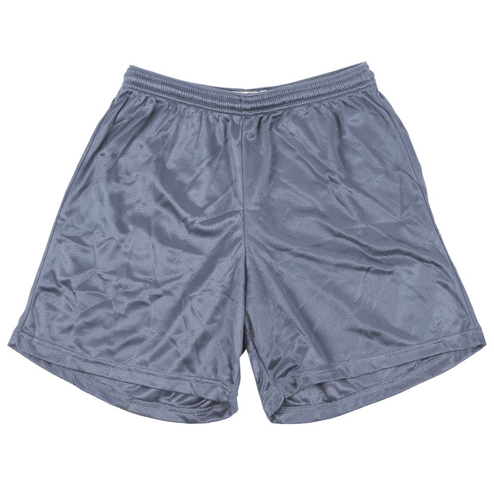 "Alleson 580PY Youth Nylon Mesh Shorts | 100% nylon in Silver Size Large"