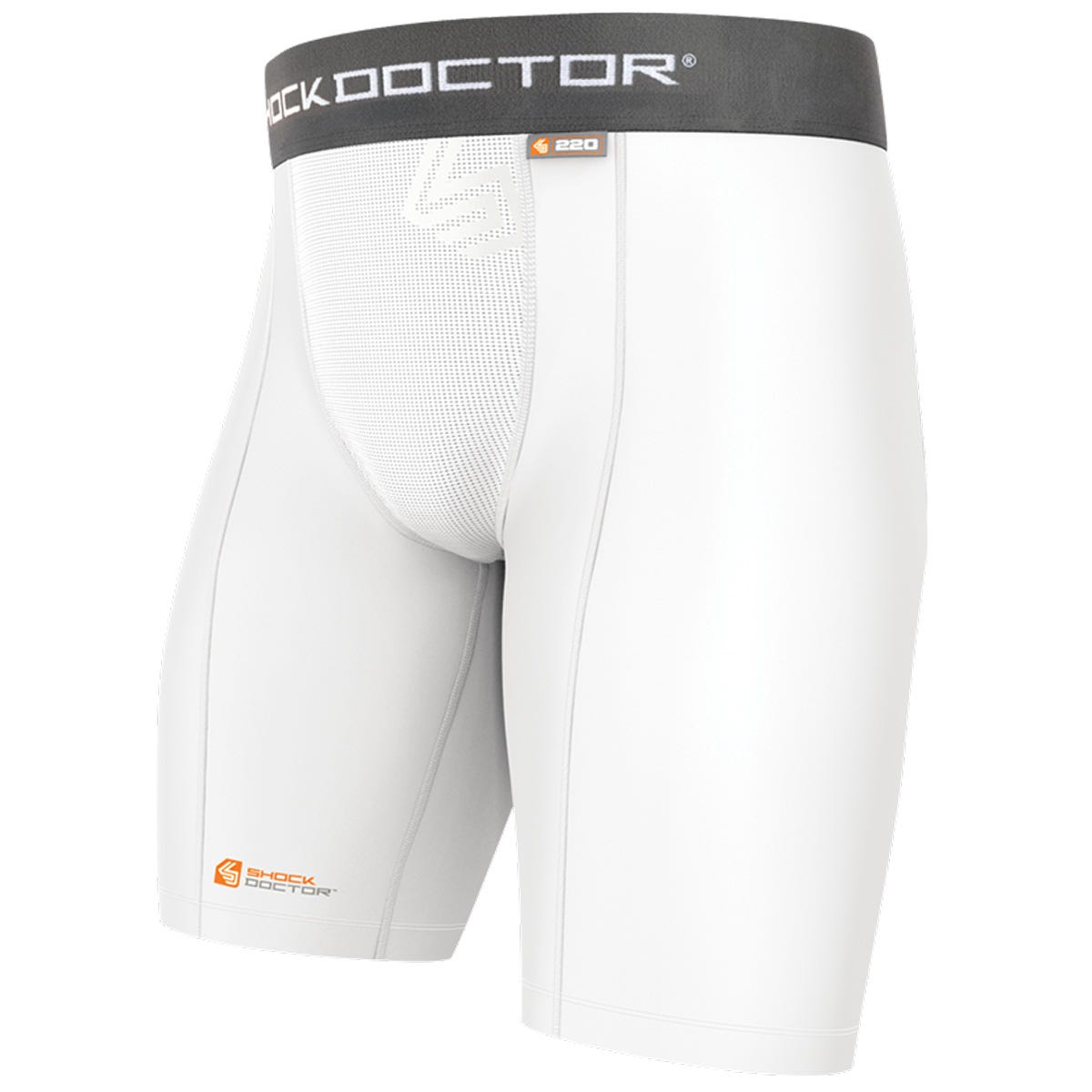 Shock Doctor 220 Core Compression Adult Shorts w/Cup Pocket in White Size X-Large