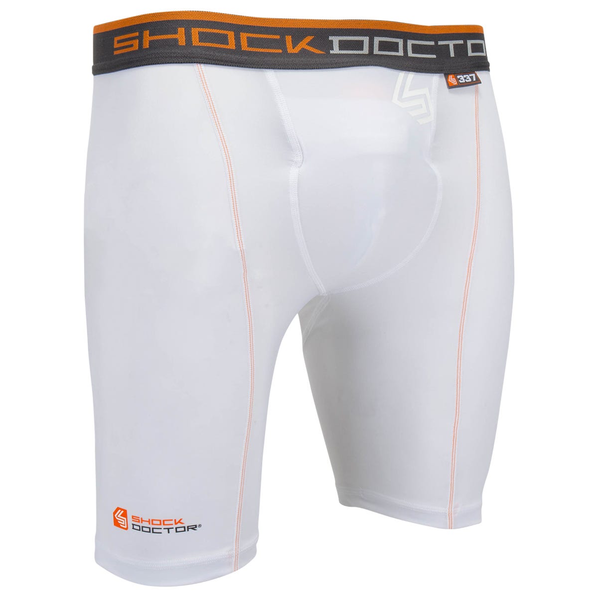 Shock Doctor 337 Senior Compression Short w/ Ultra Carbon Flex Cup in White Size Medium