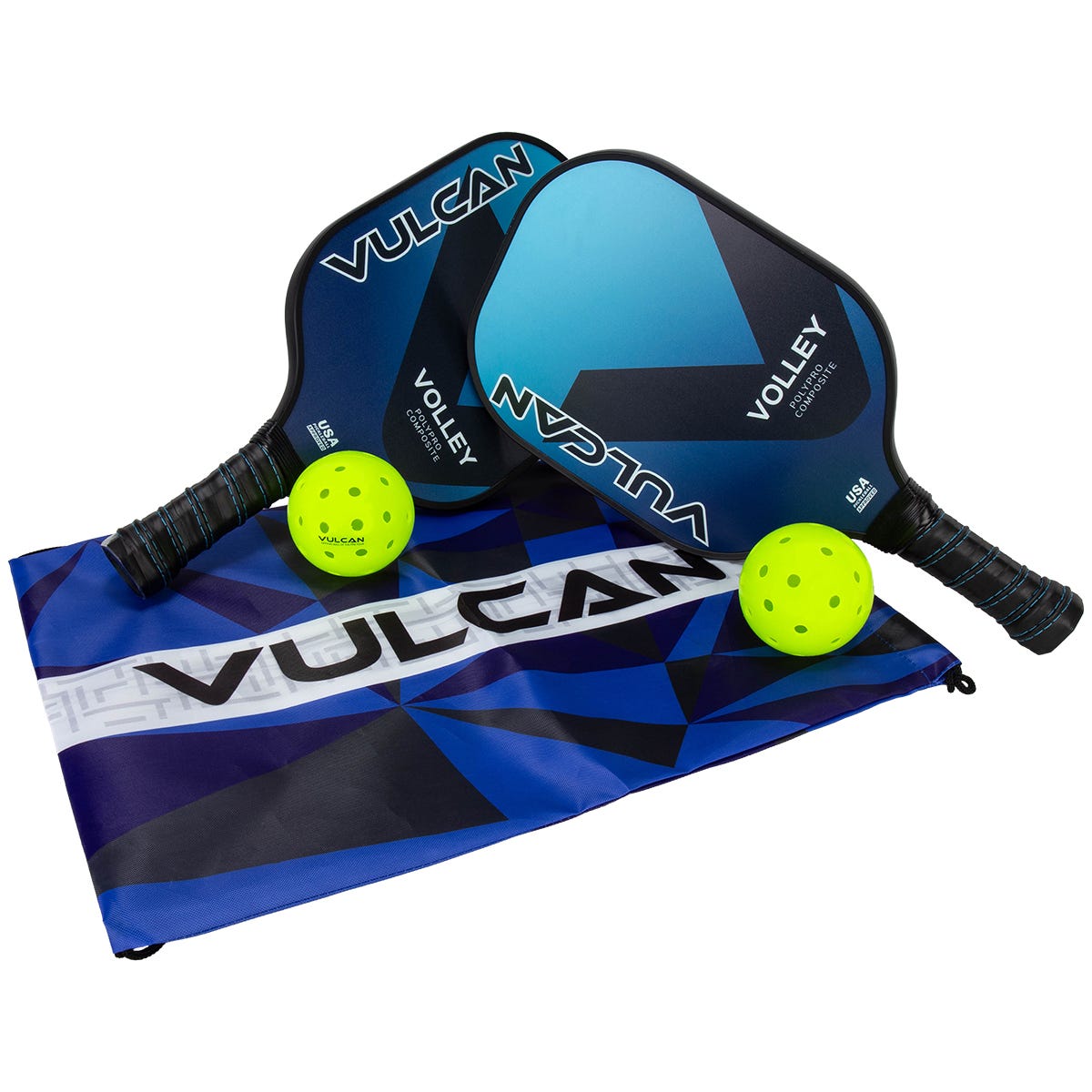 Vulcan Volley PolyPro Composite 2 Paddle Pickleball Set in Blue